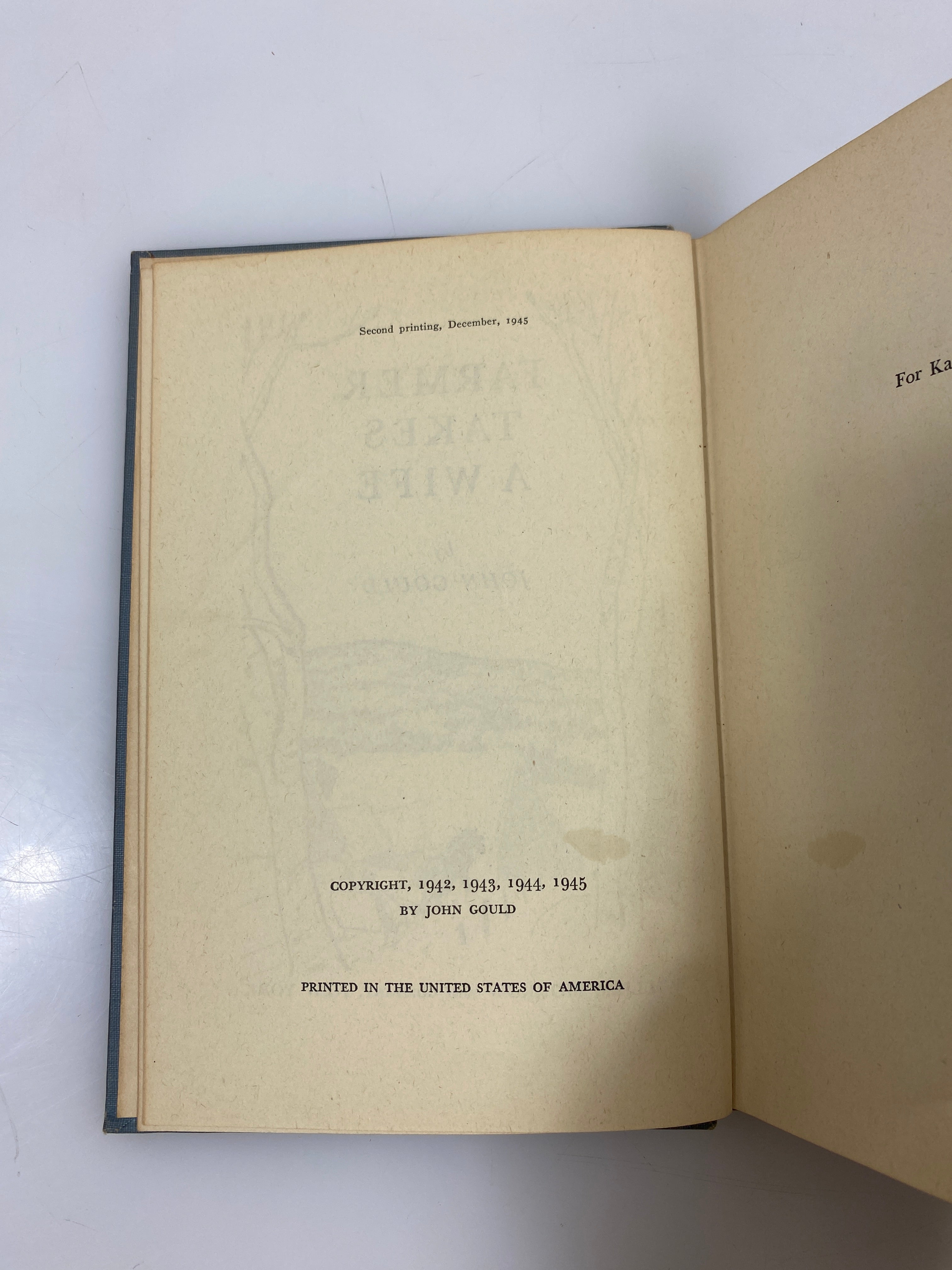 Farmer Takes a Wife by John Gould 1945 2nd Print HC