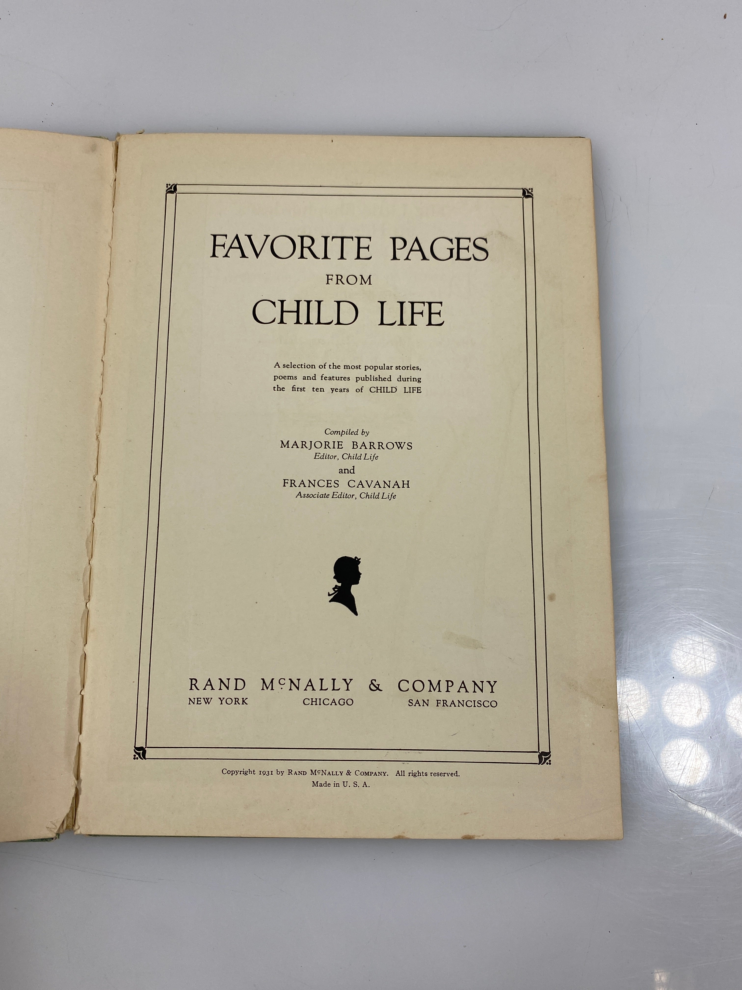 Favorite Pages From Child Life by Barrows/Cavanah 1931 HC