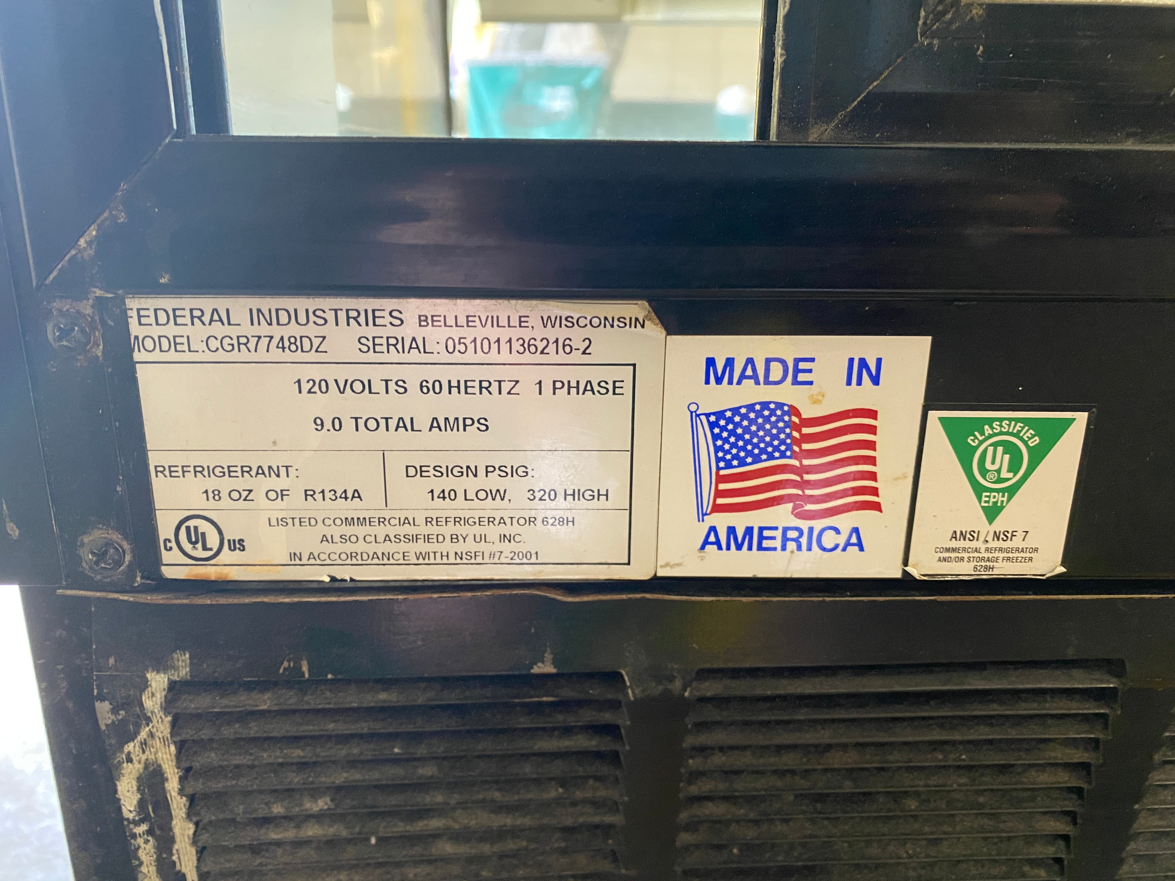 Federal Industries #CGR7748DZ Glass Display Cooler
