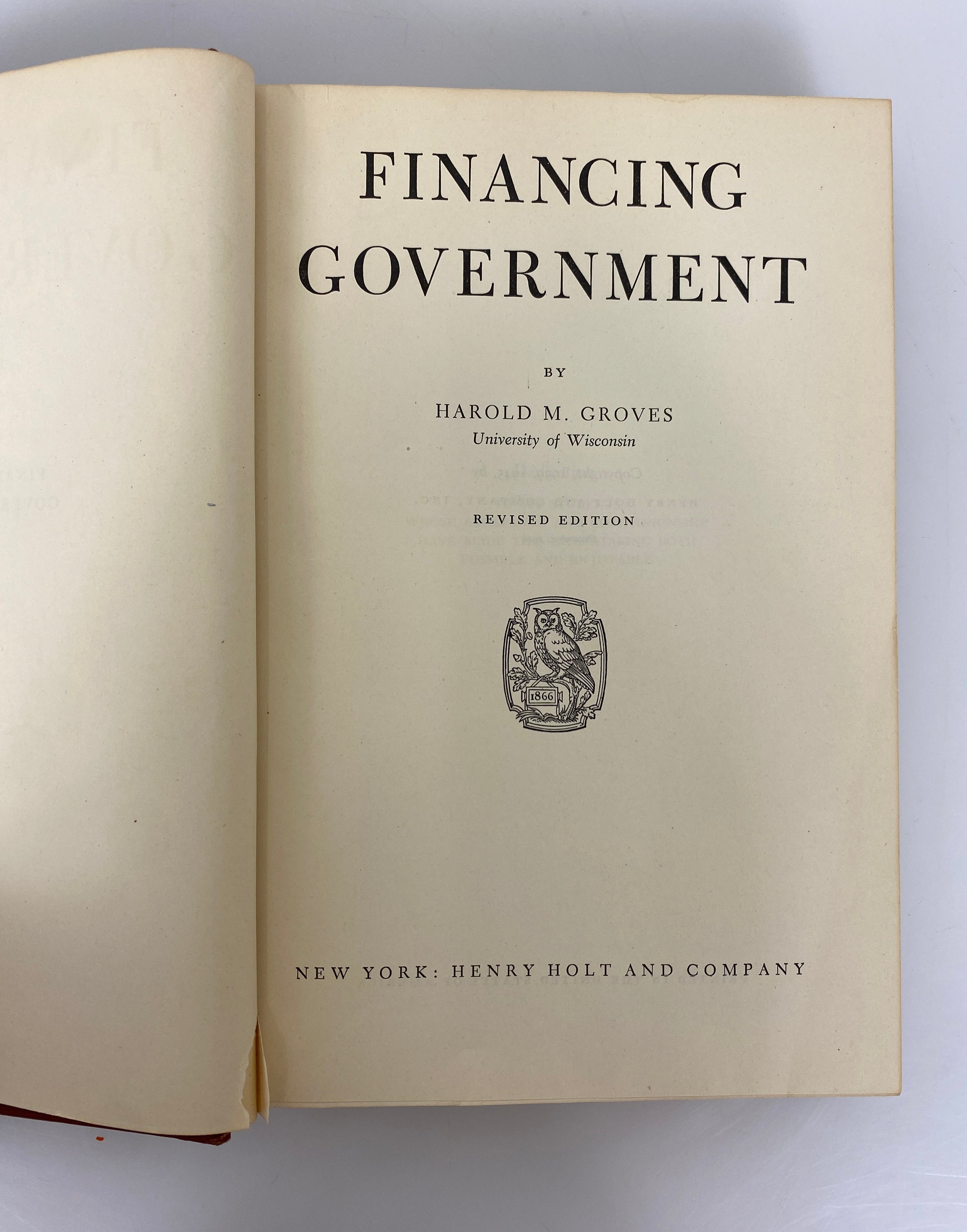 Financing Government by Harold Groves 1948 Rare Vintage HC