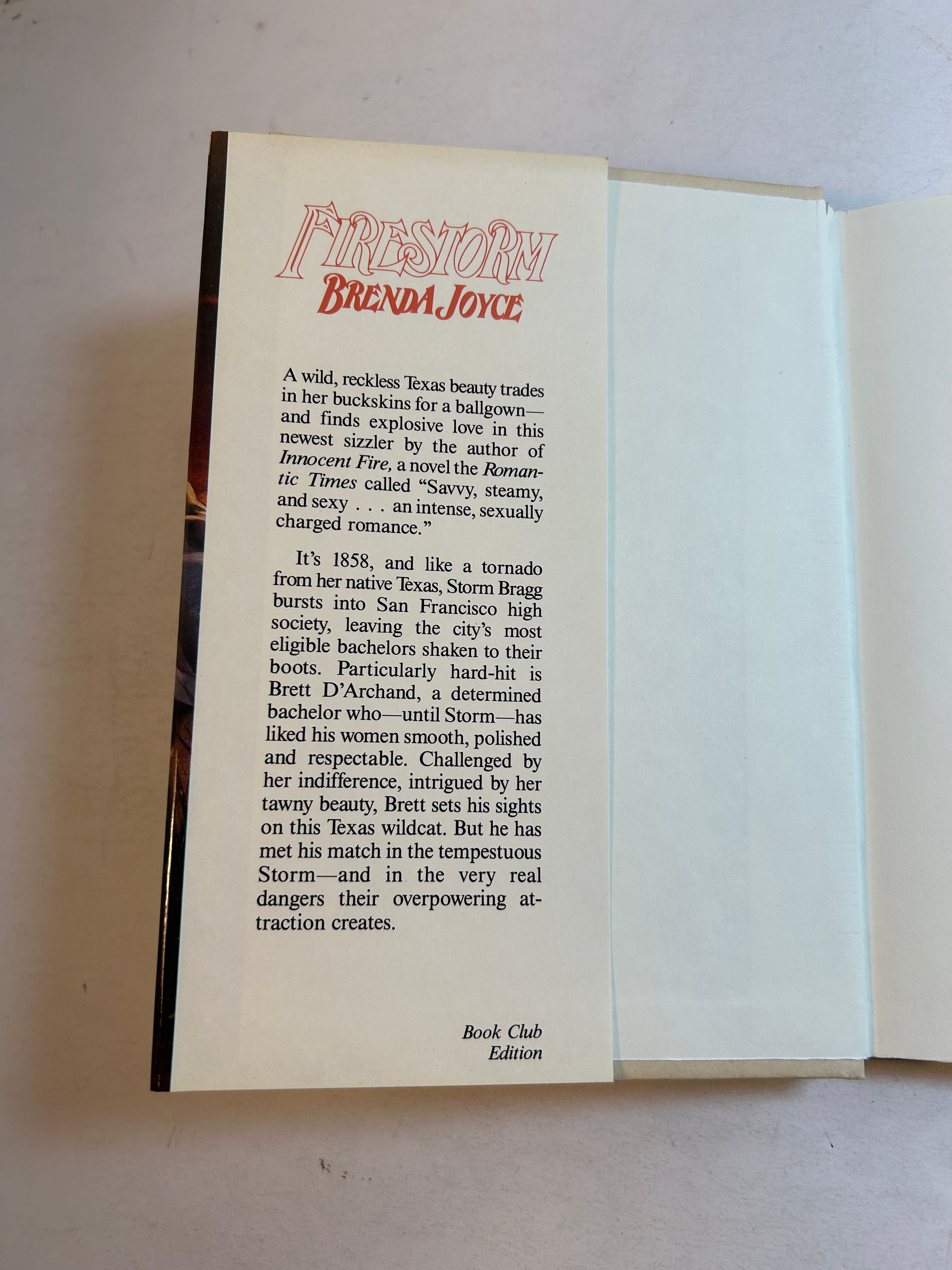 Firestorm by Brenda Joyce Vintage Avon Romance 1988 HCDJ BCE