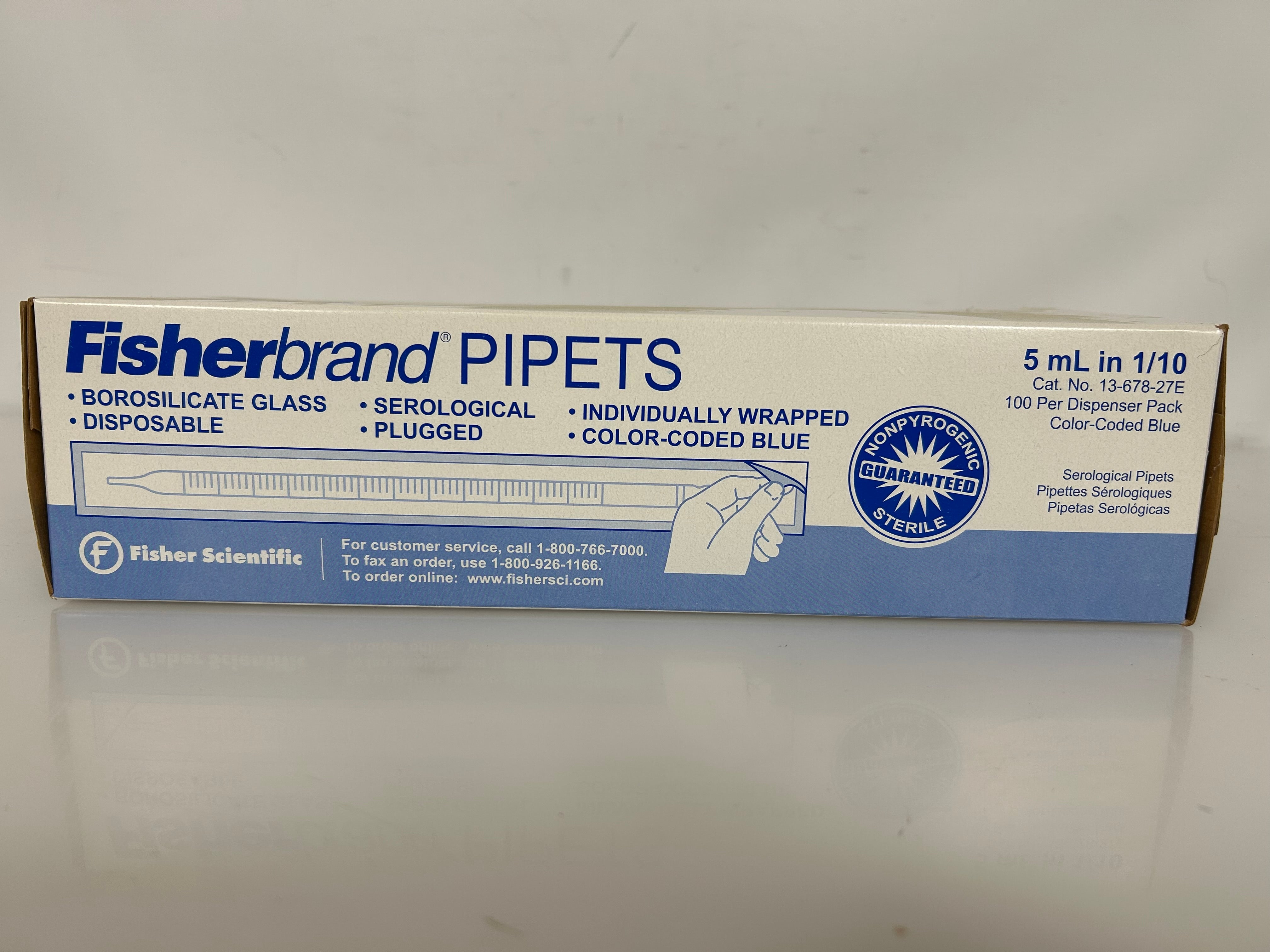 Fisherbrand Pipets 5mL 1/10 100count