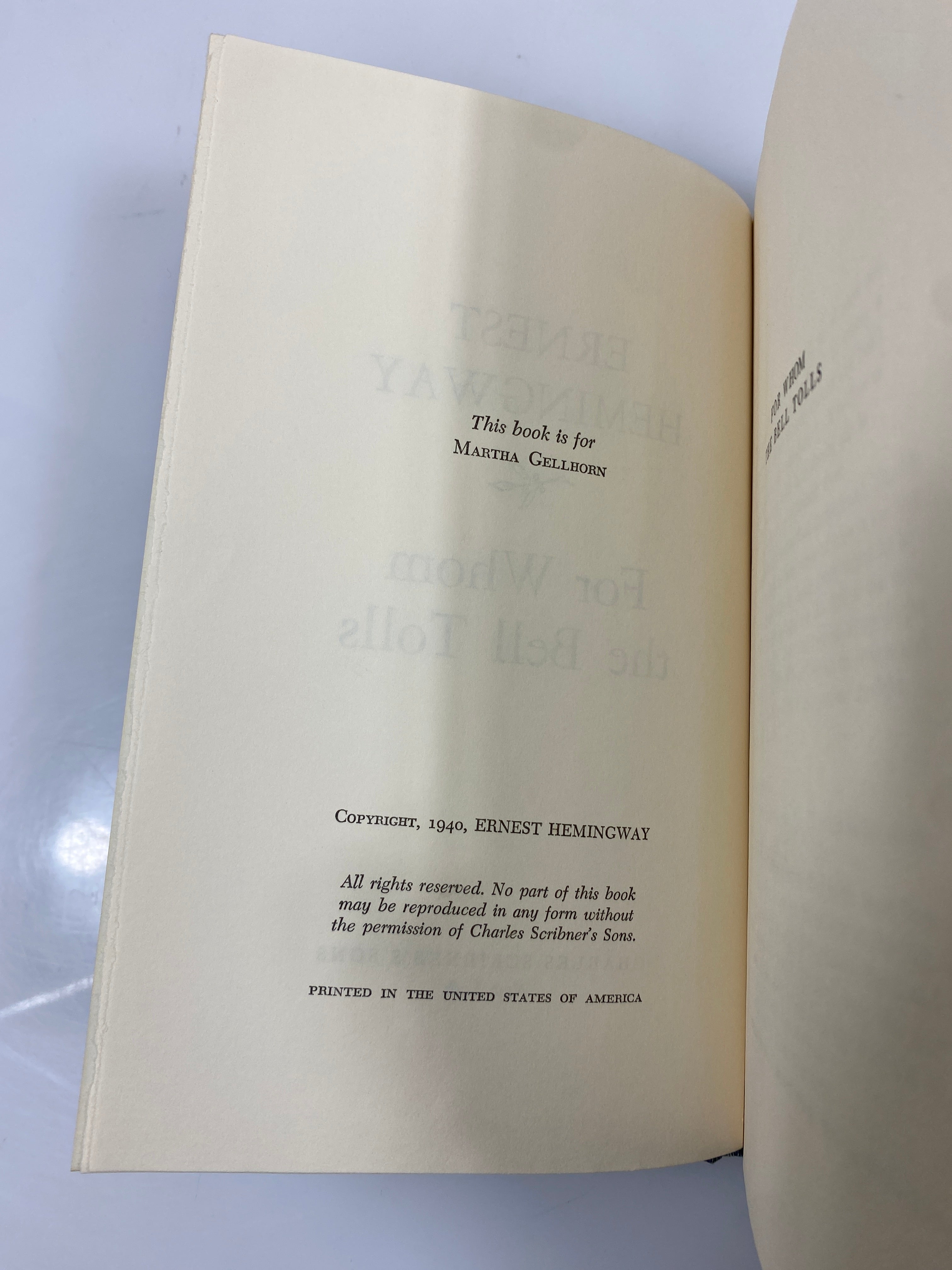 For Whom the Bell Tolls by Hemingway Charles Scribner's Sons 1940 HC