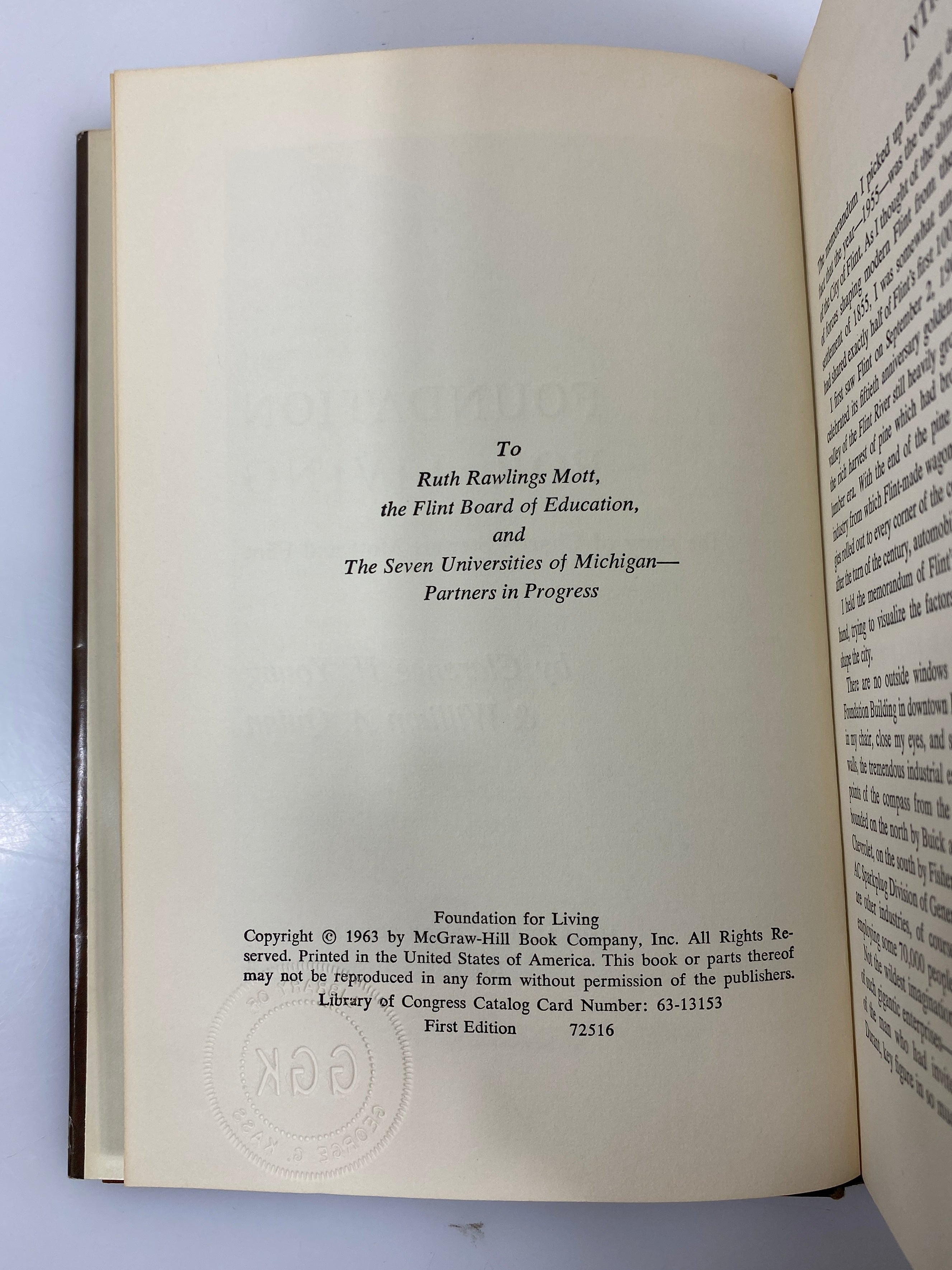 Foundation For Living by Young/Quinn McGraw-Hill 1st Ed. 1963 HCDJ