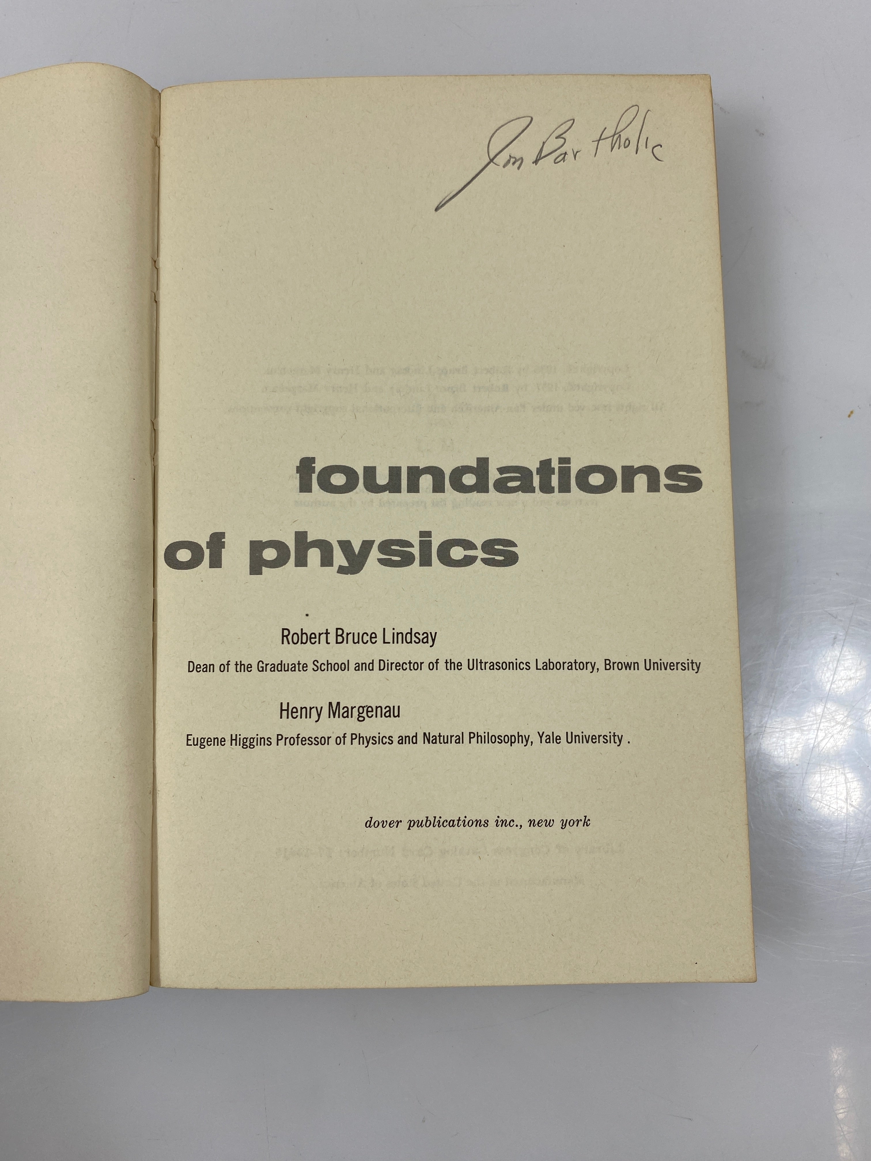 Foundations of Physics by Lindsay/Margenau 1957 SC