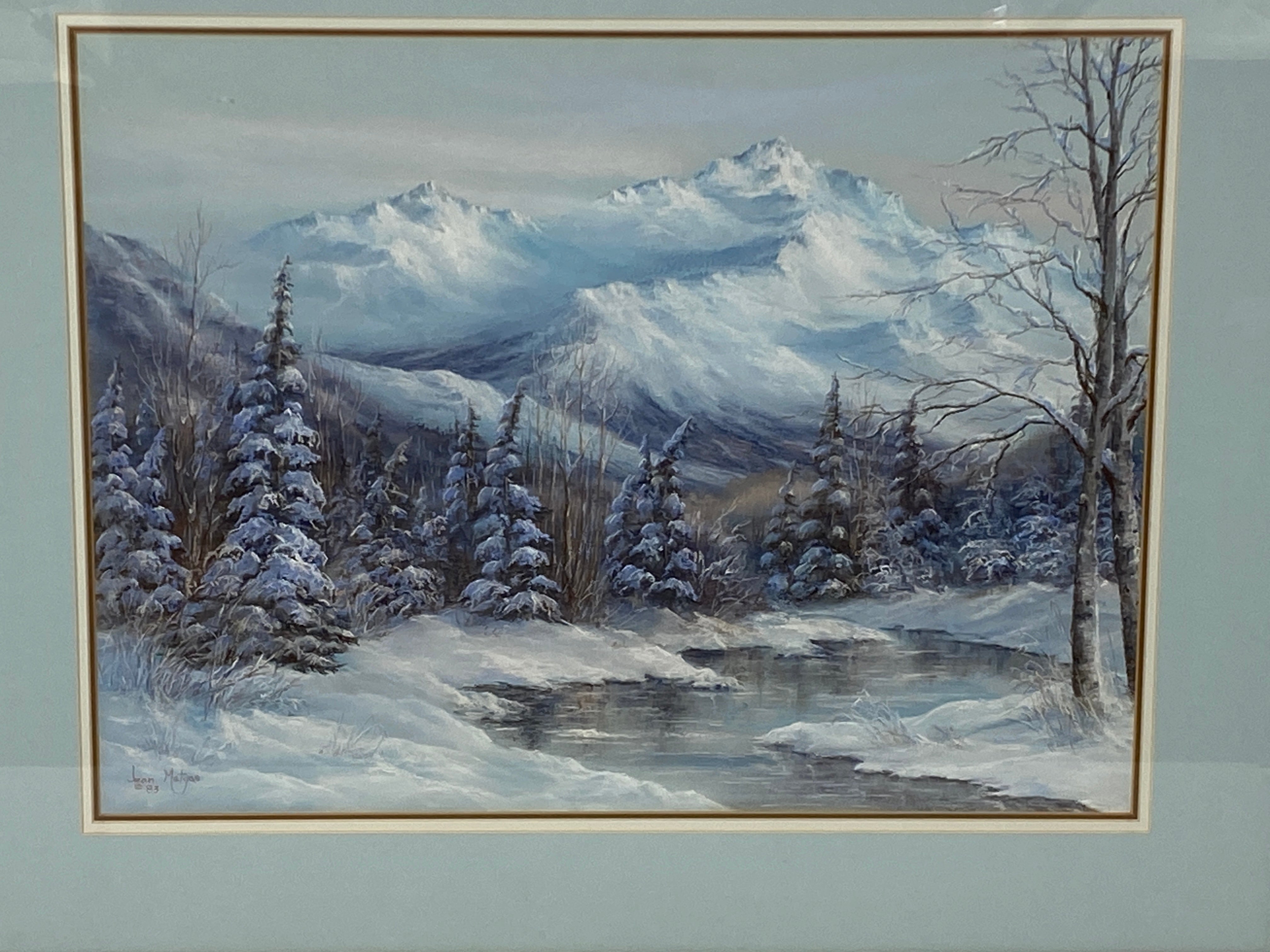 Framed 1983 Alaskan Landscape Pastel by Jean Matyas (1932-2015)