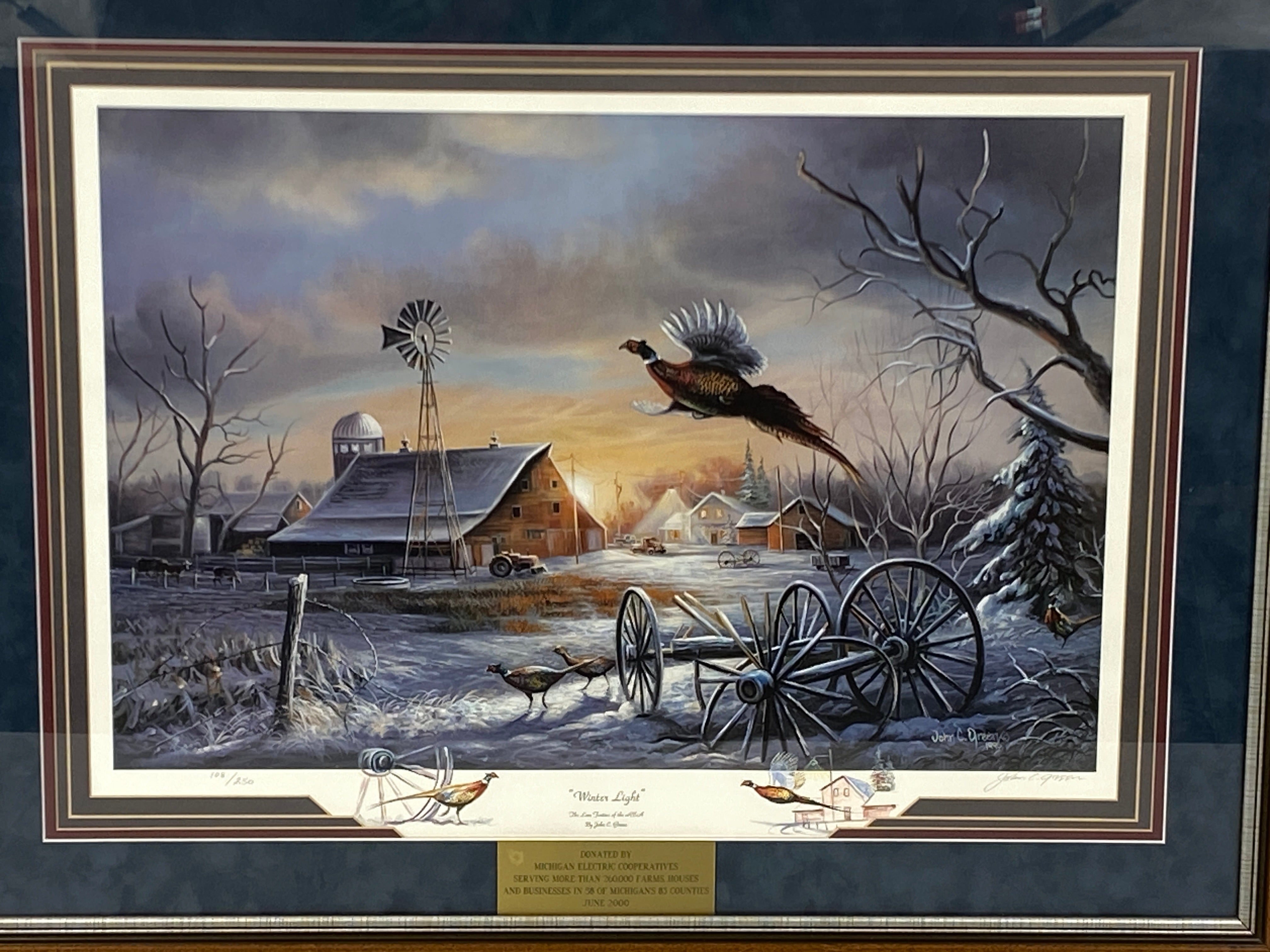 Framed Print "Winter Light" Signed by Artist John C. Green 108/250