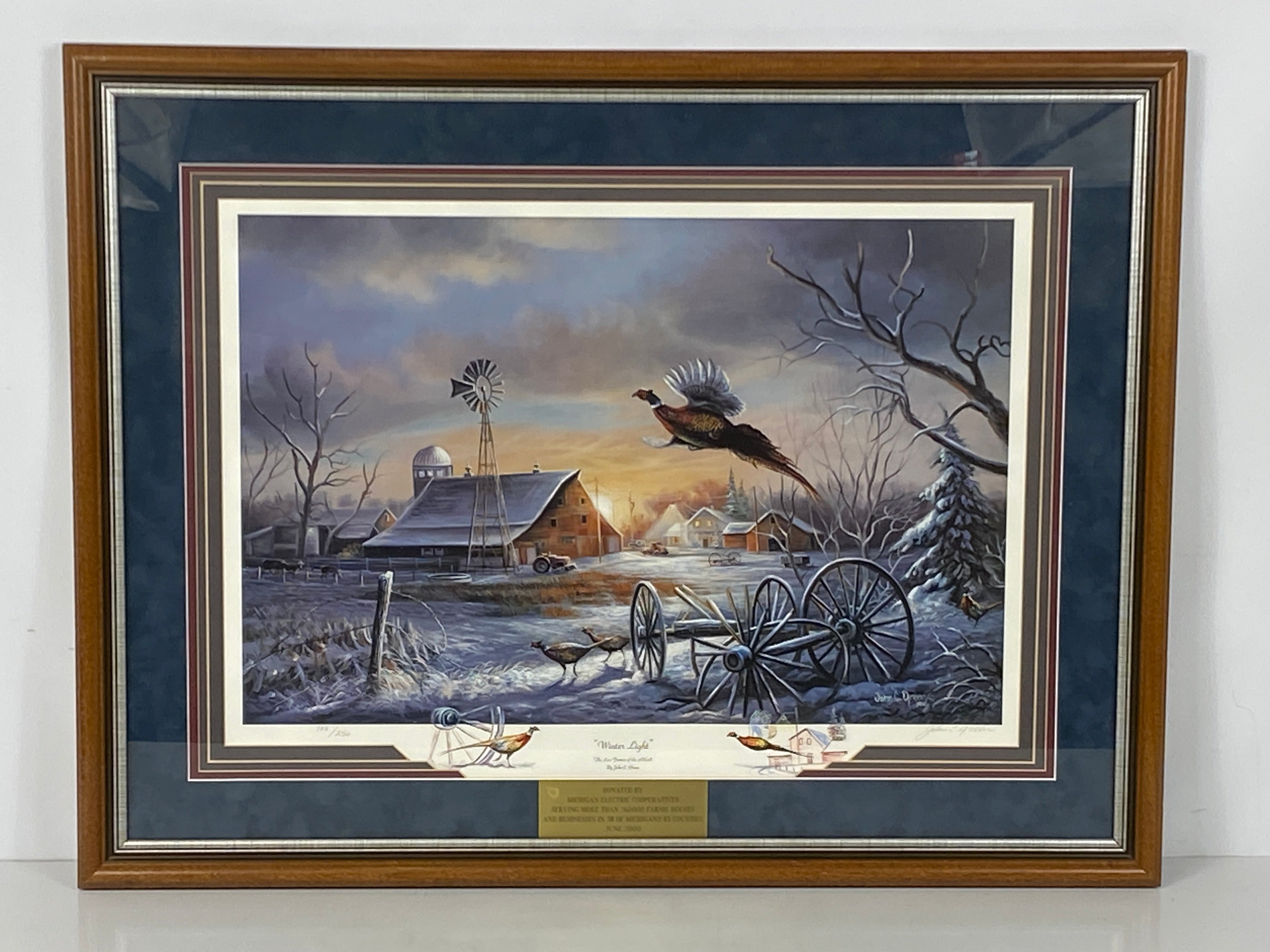 Framed Print "Winter Light" Signed by Artist John C. Green 108/250