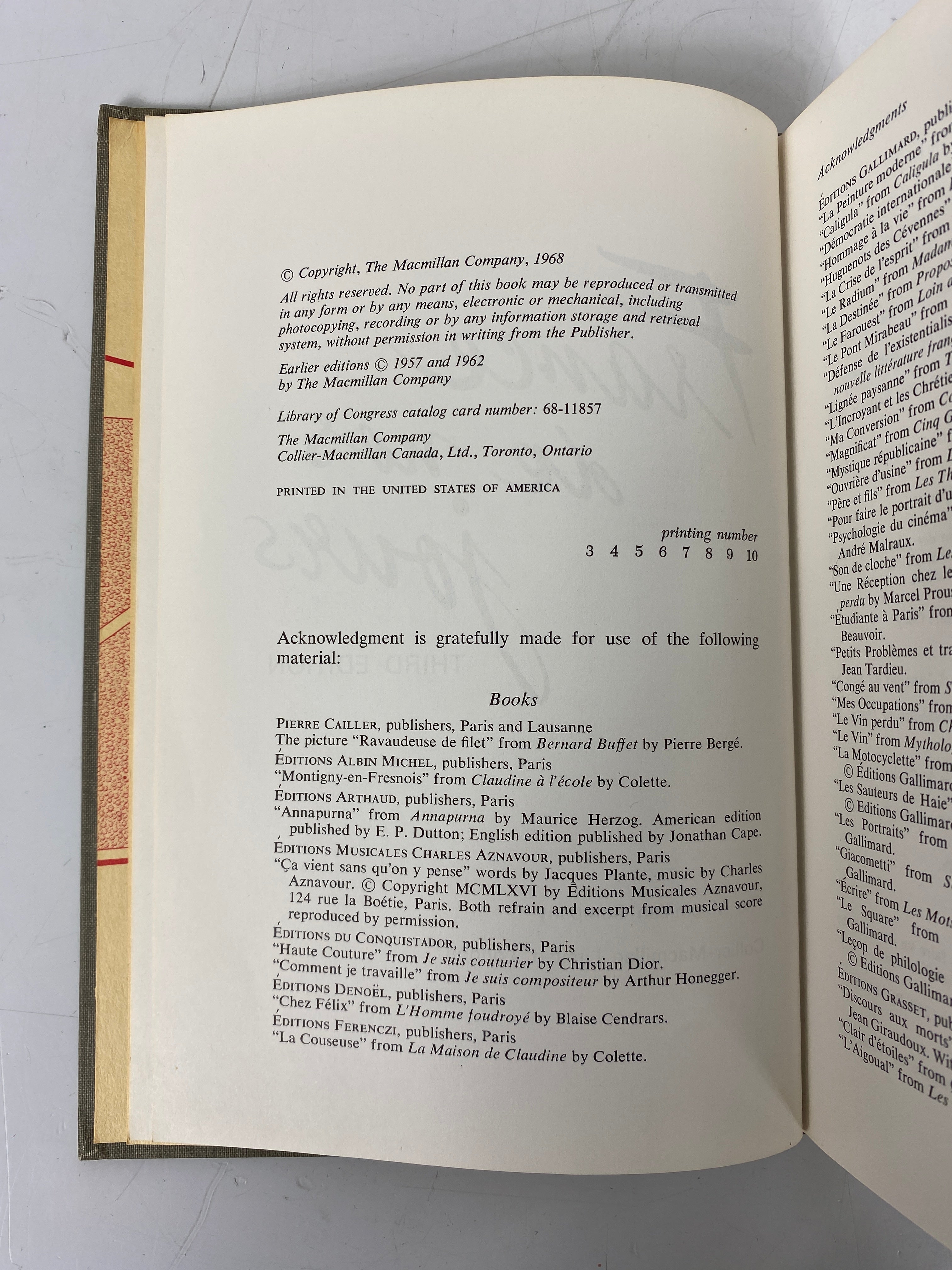 France de Nos Jours by Carlut/Bree 3rd Edition 1968 HC