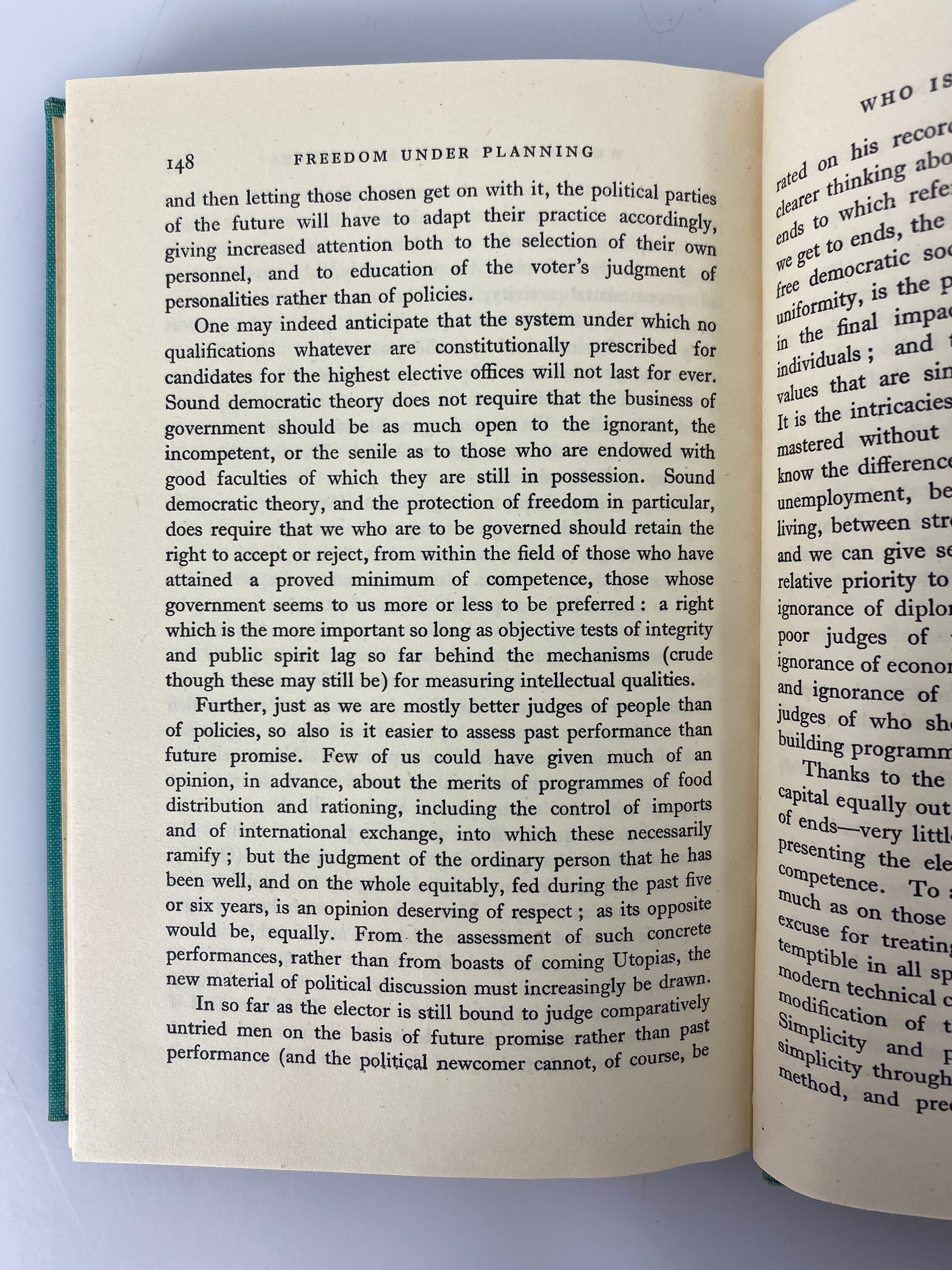 Freedom Under Planning by Barbara Wootton 1946 Second Impression Vintage HC