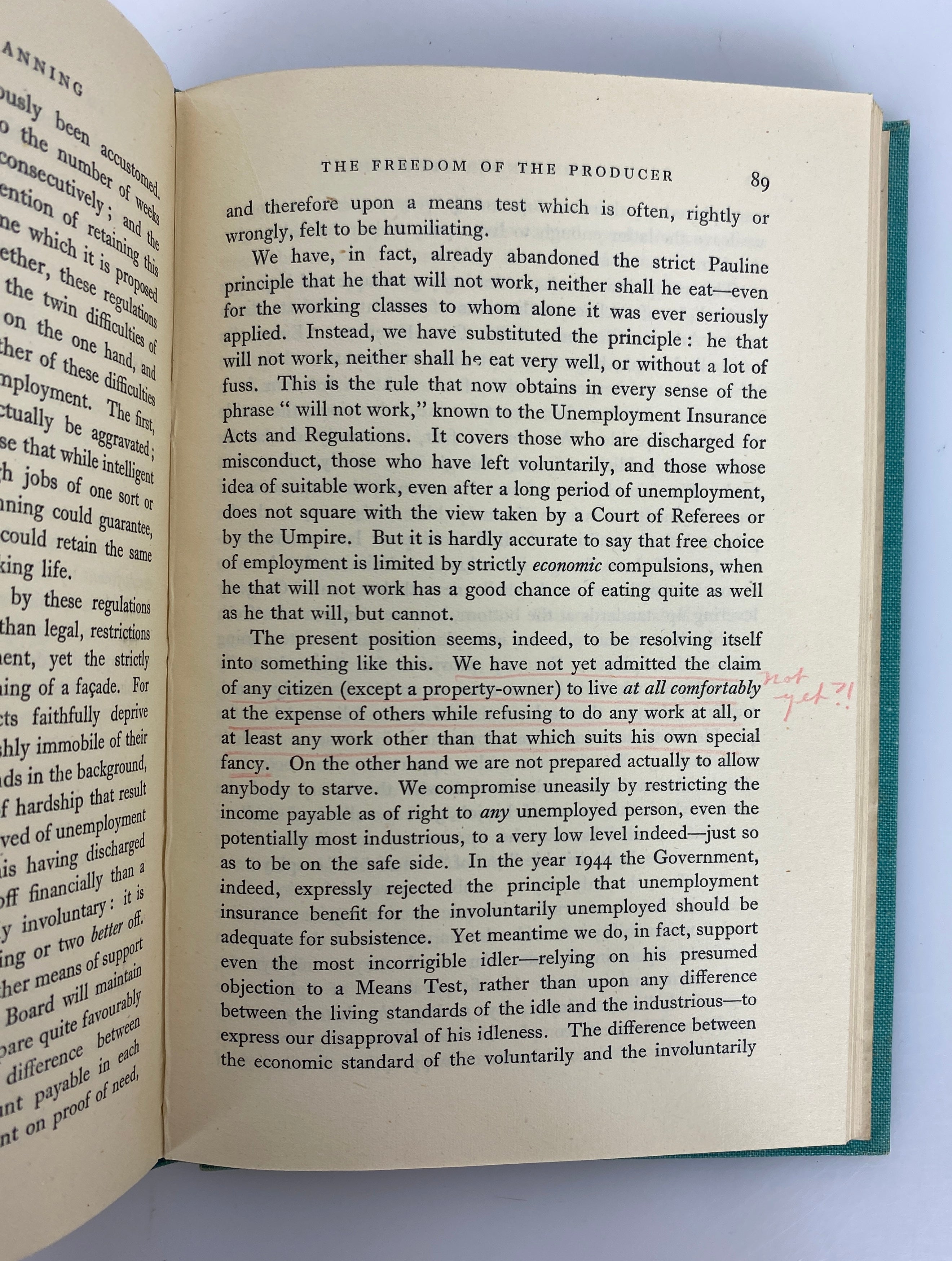 Freedom Under Planning by Barbara Wootton 1946 Second Impression Vintage HC