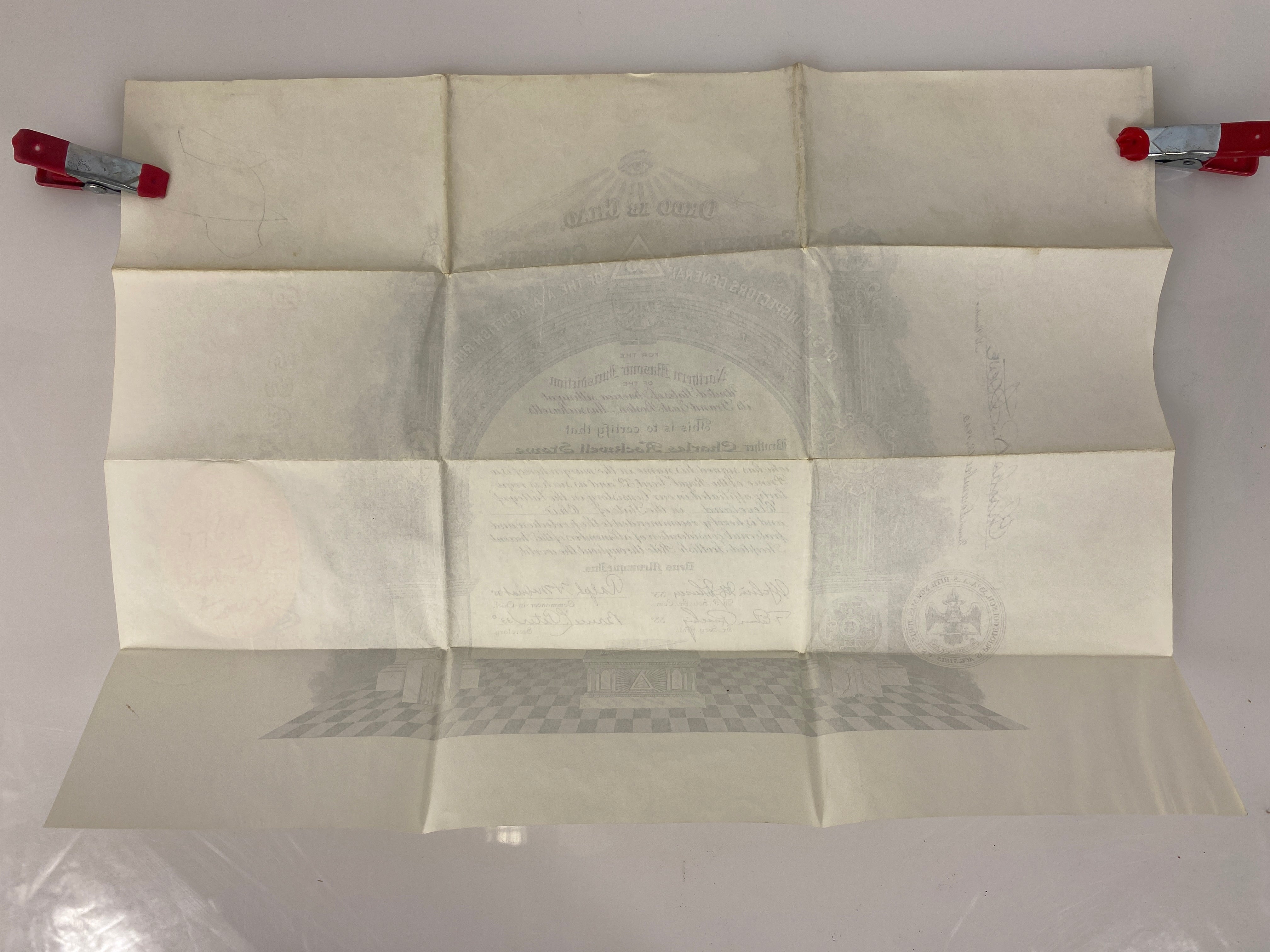 Freemason Vintage 33rd Degree Certificate with Pouch 1949