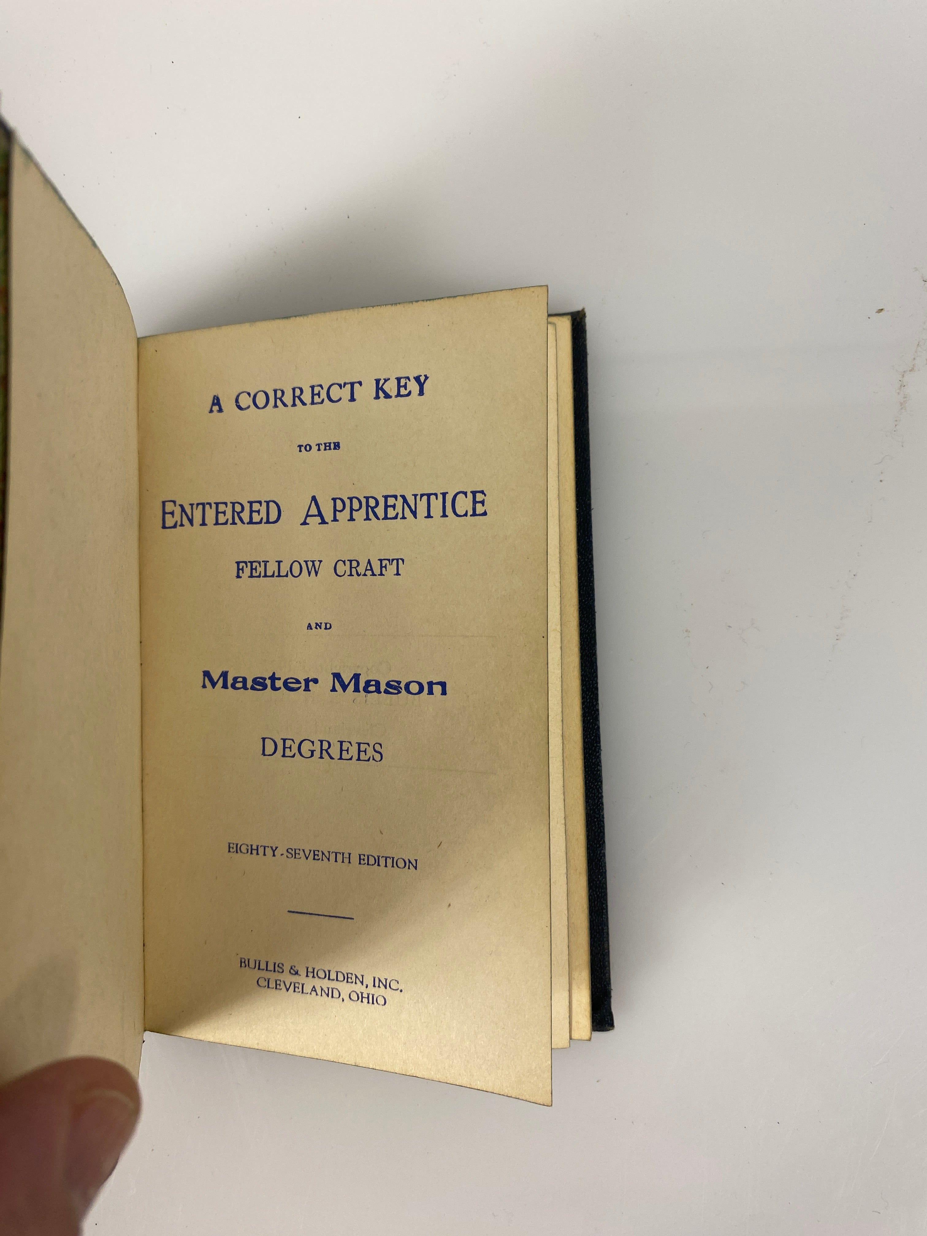 Freemason Vintage Key to the Entered Apprentice Master Mason Degrees 1922