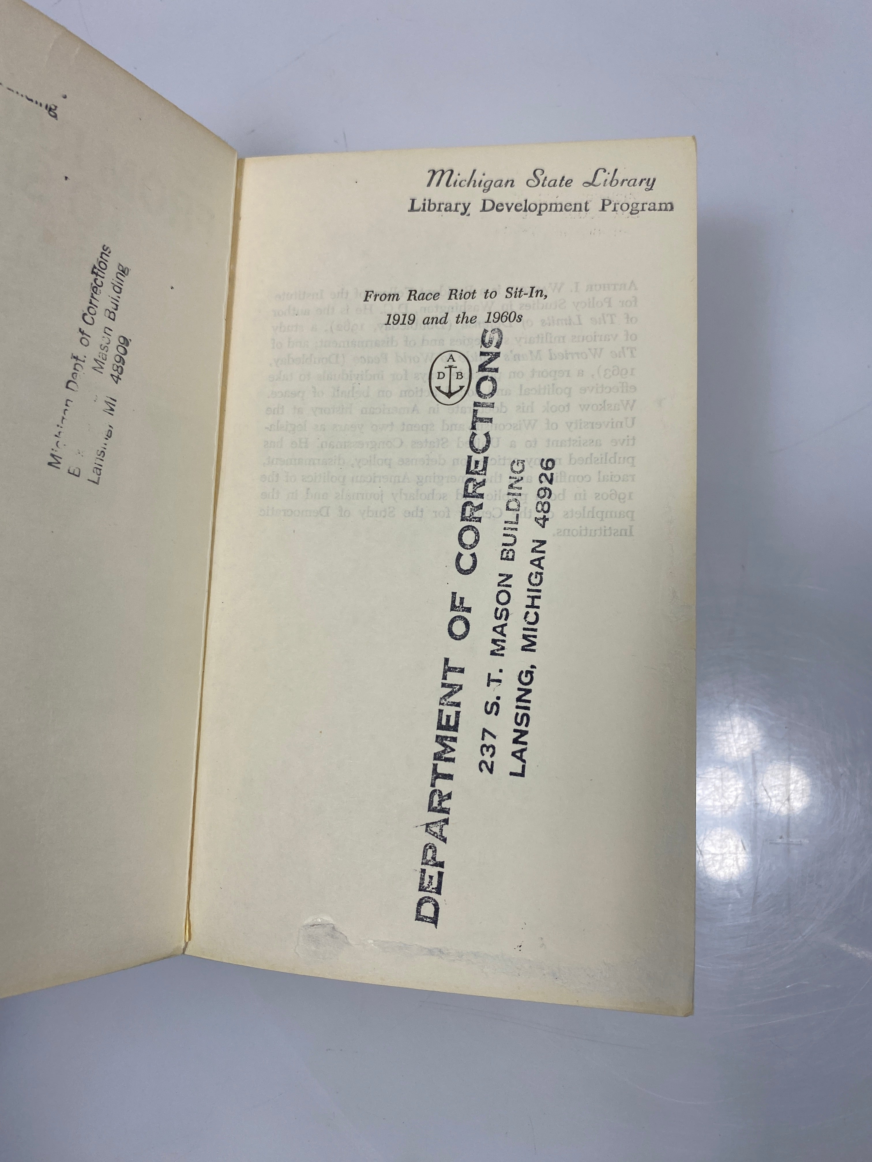 From Race to Riot 1919-1960s by Waskow Ex-library 1967 SC
