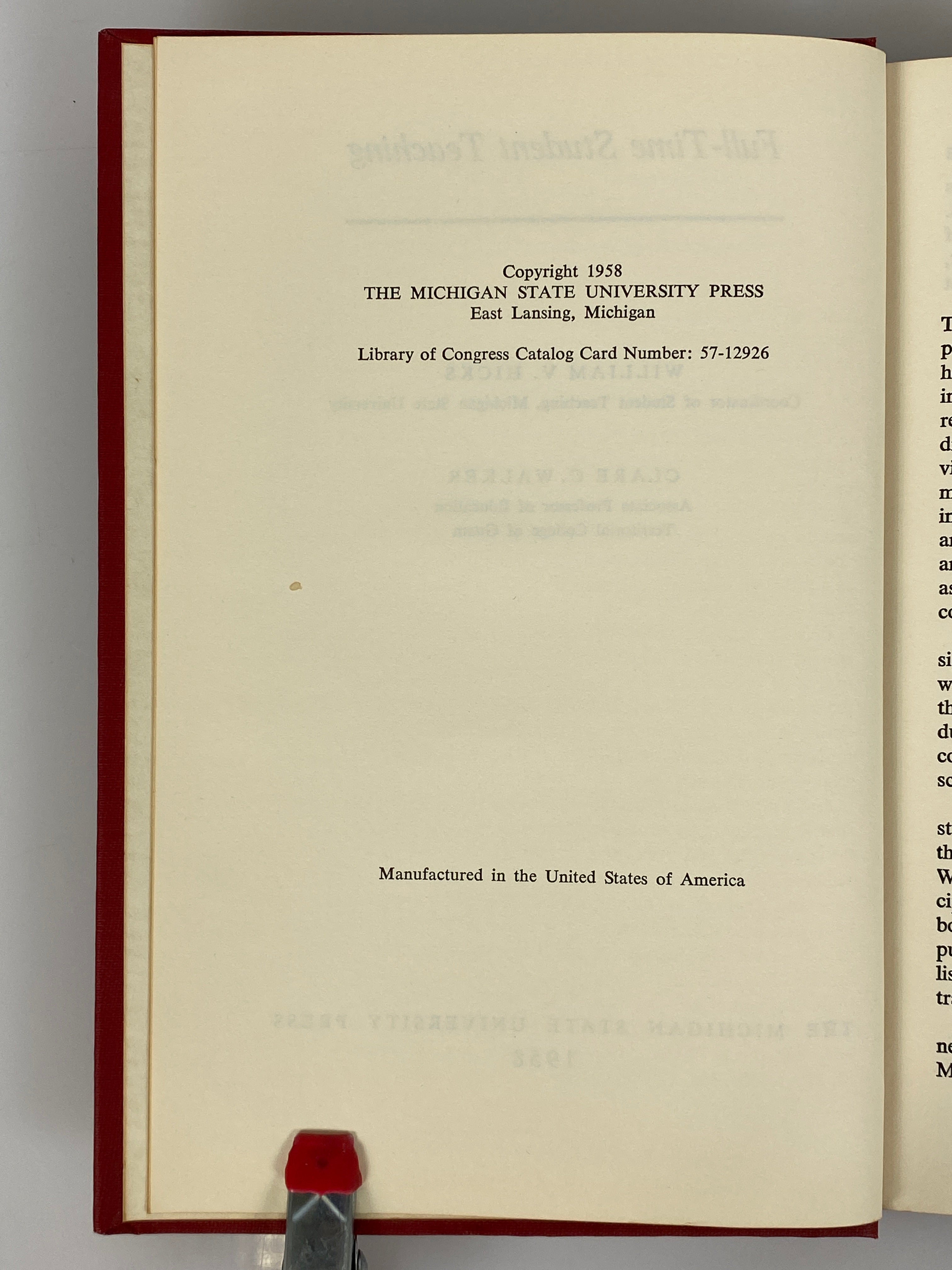 Full-Time Student Teaching by Hicks/Walker 1958 Michigan State University HC
