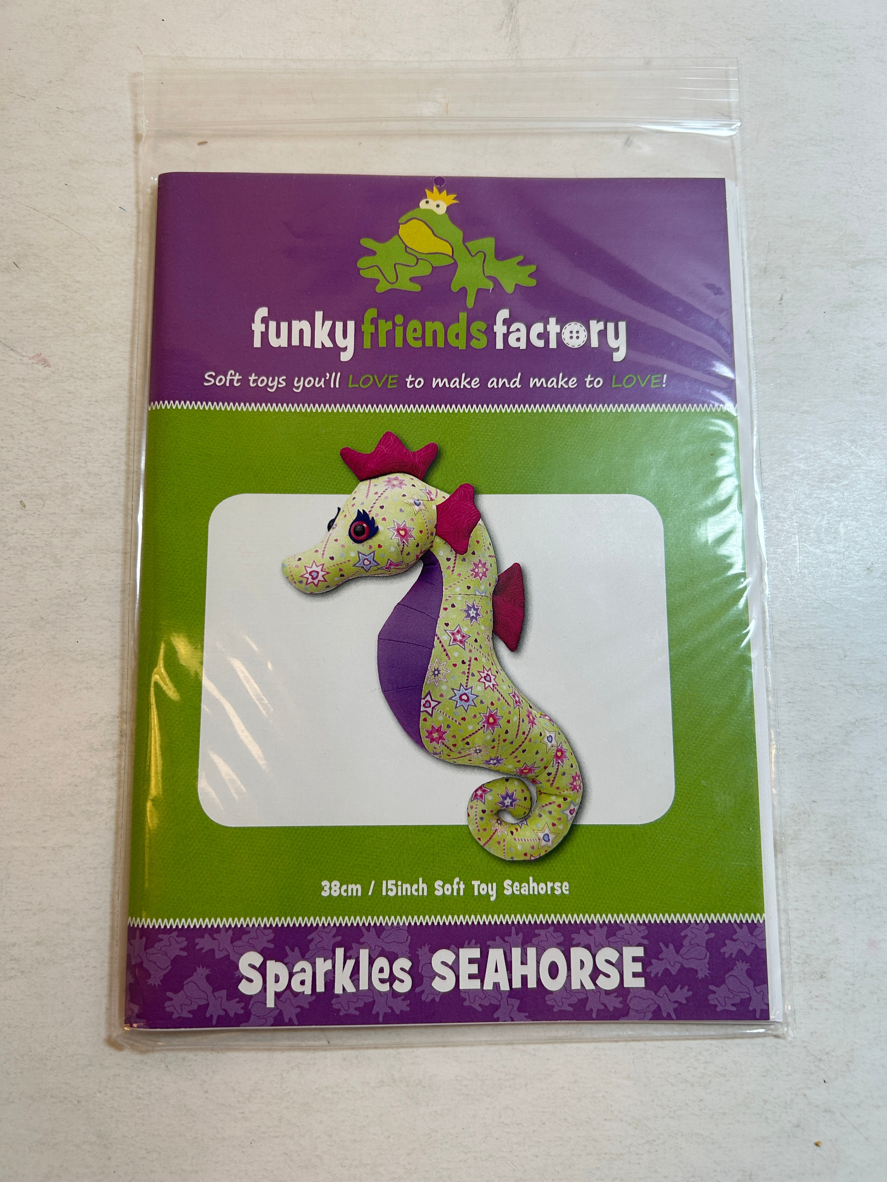Funky Friends Factory Sparkles SEAHORSE Soft Toy Pattern