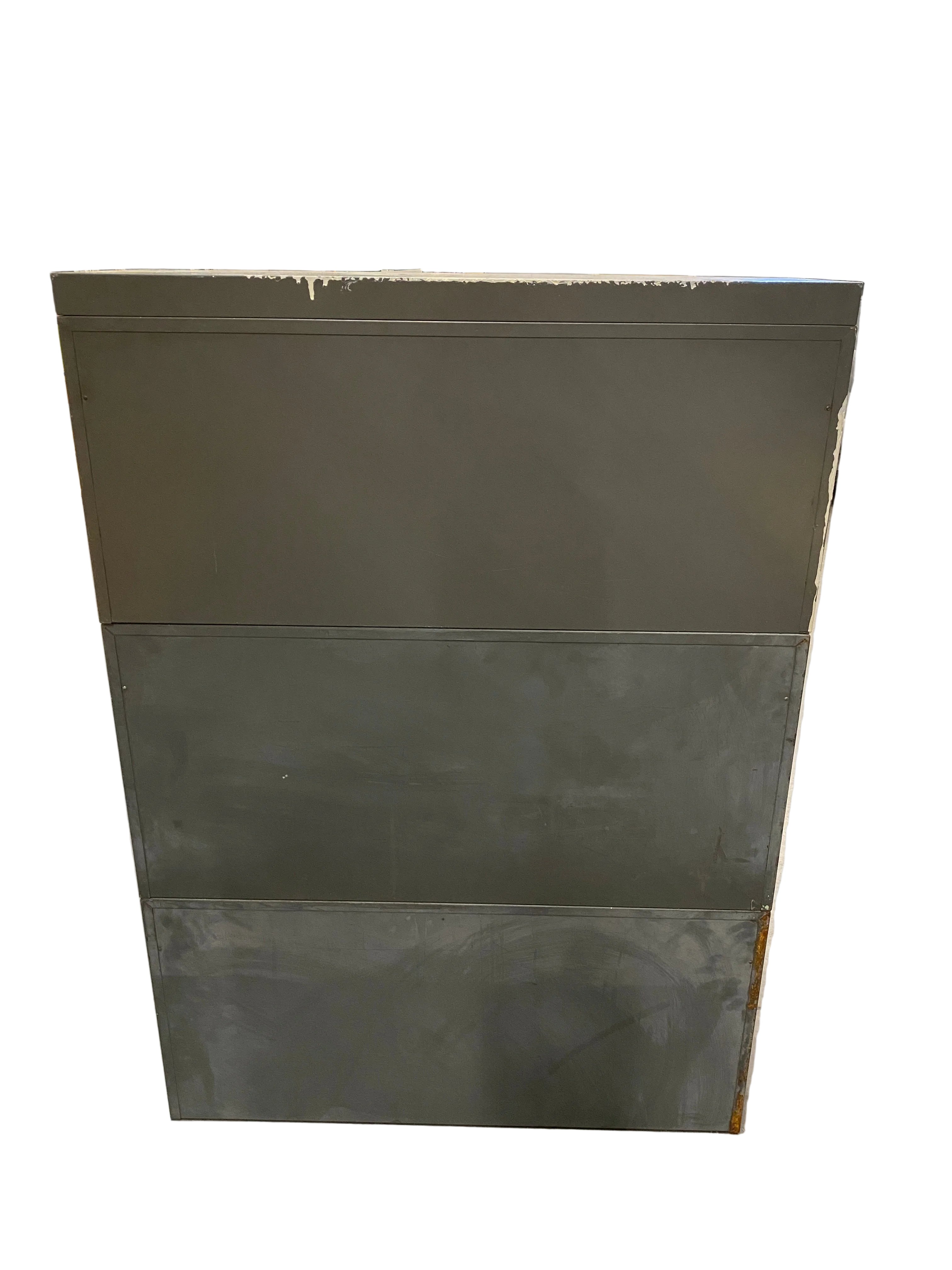 General Fireproofing Grey Barrister Glass Front Doors Cabinet w/ Metal Base