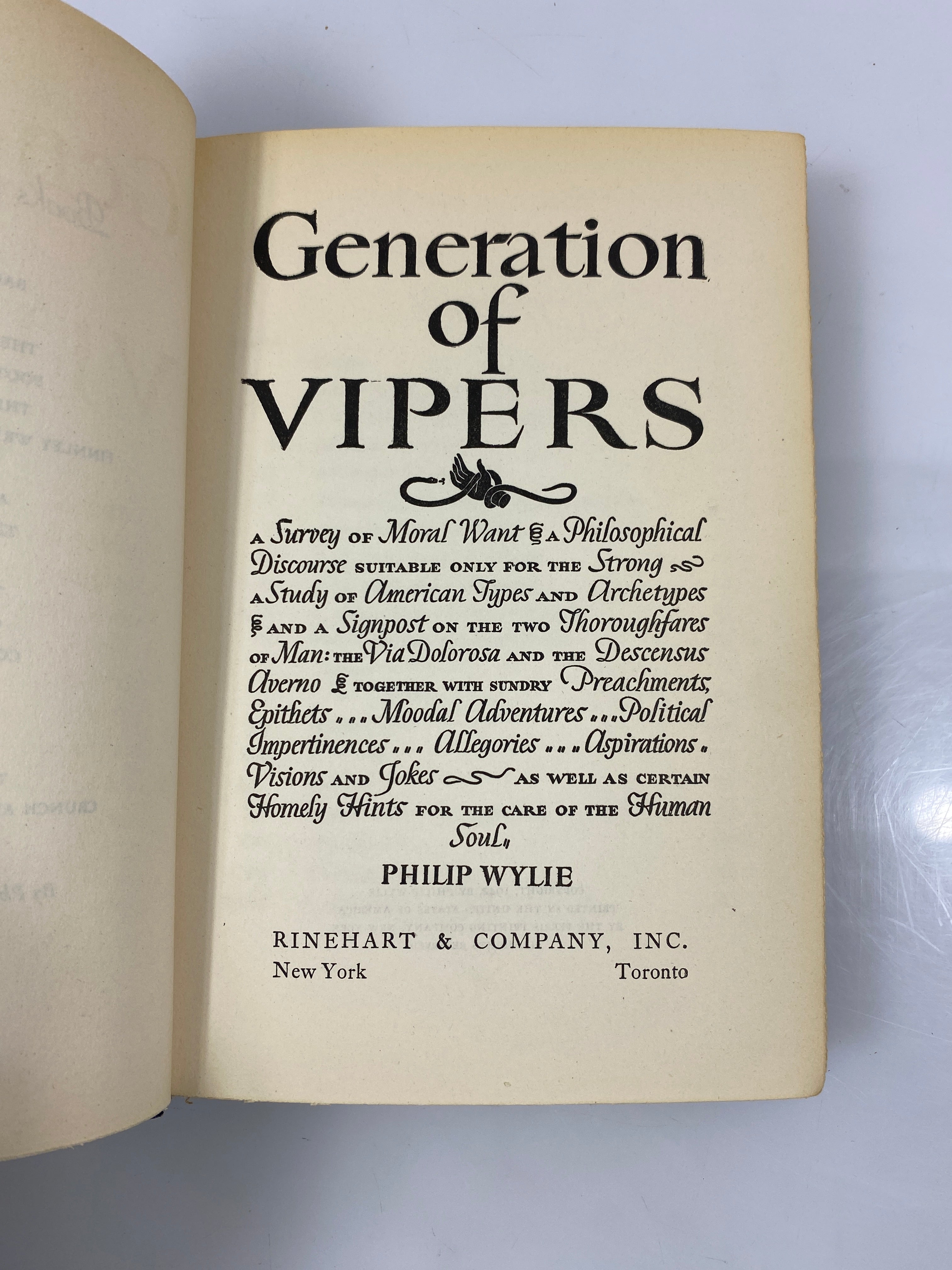 Generation of Vipers by Philip Wylie 1942 HCDJ