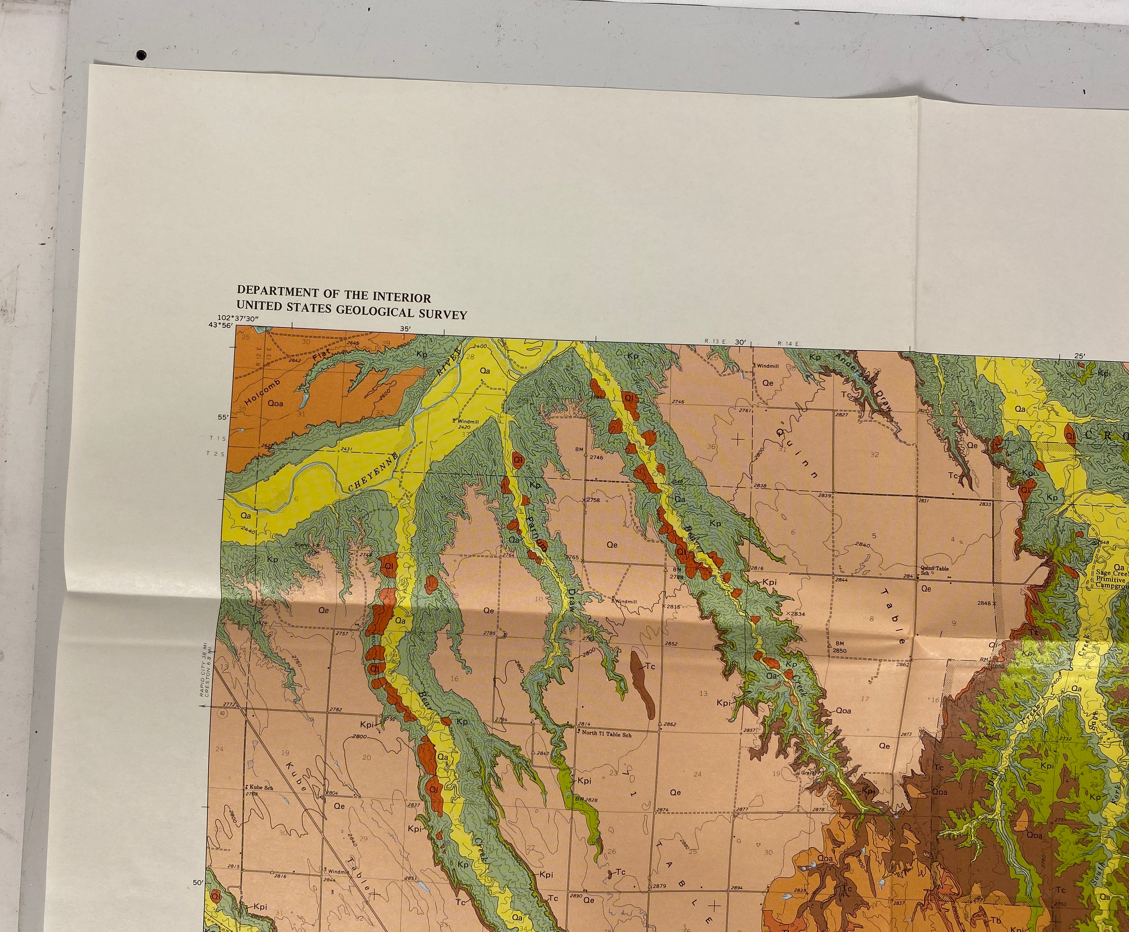 Geologic Map of the Badlands National Monument & Vicinity Raymond/King 1976