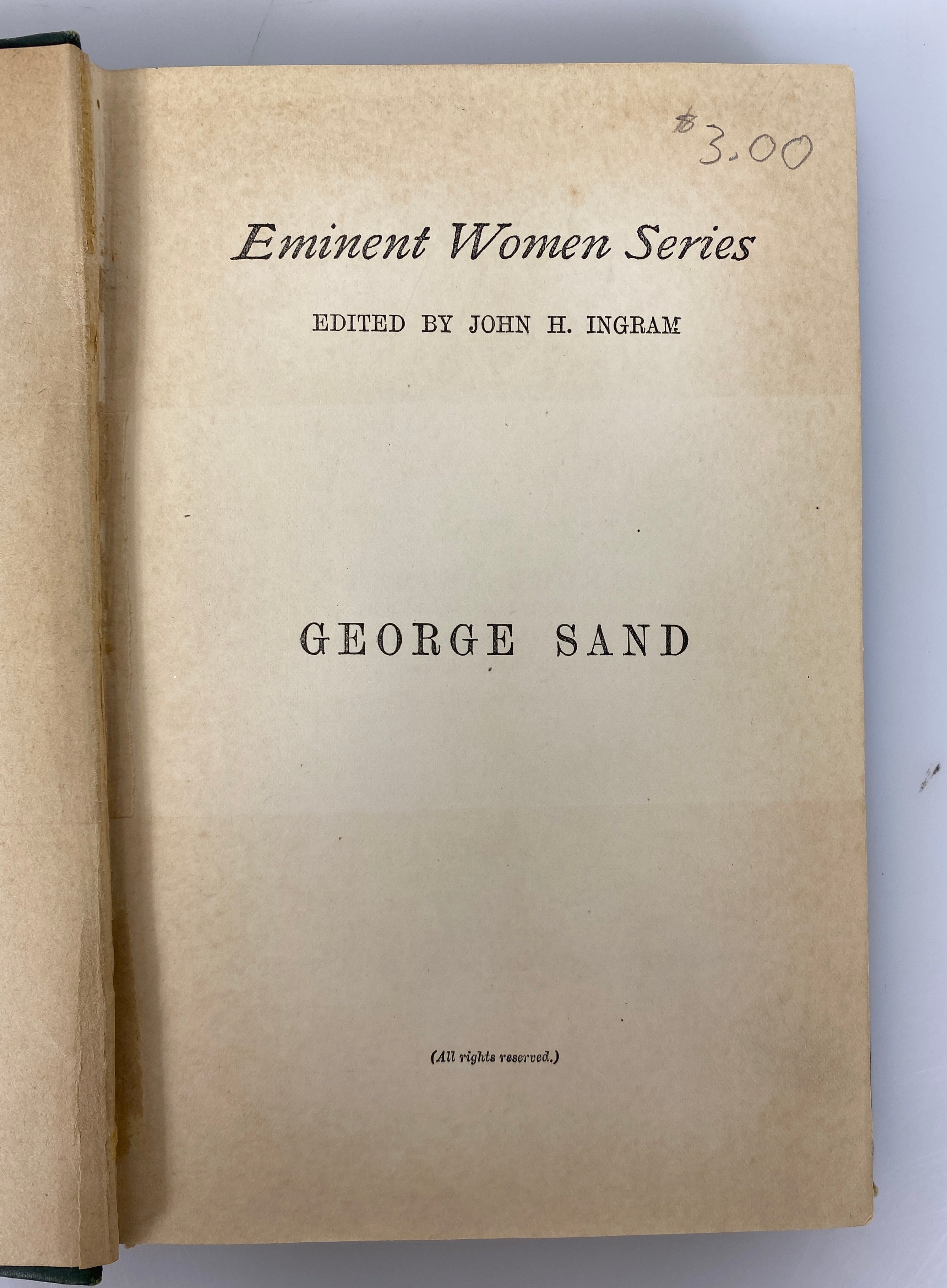 George Sand by Thomas 1883 Eminent Women Series Antique HC