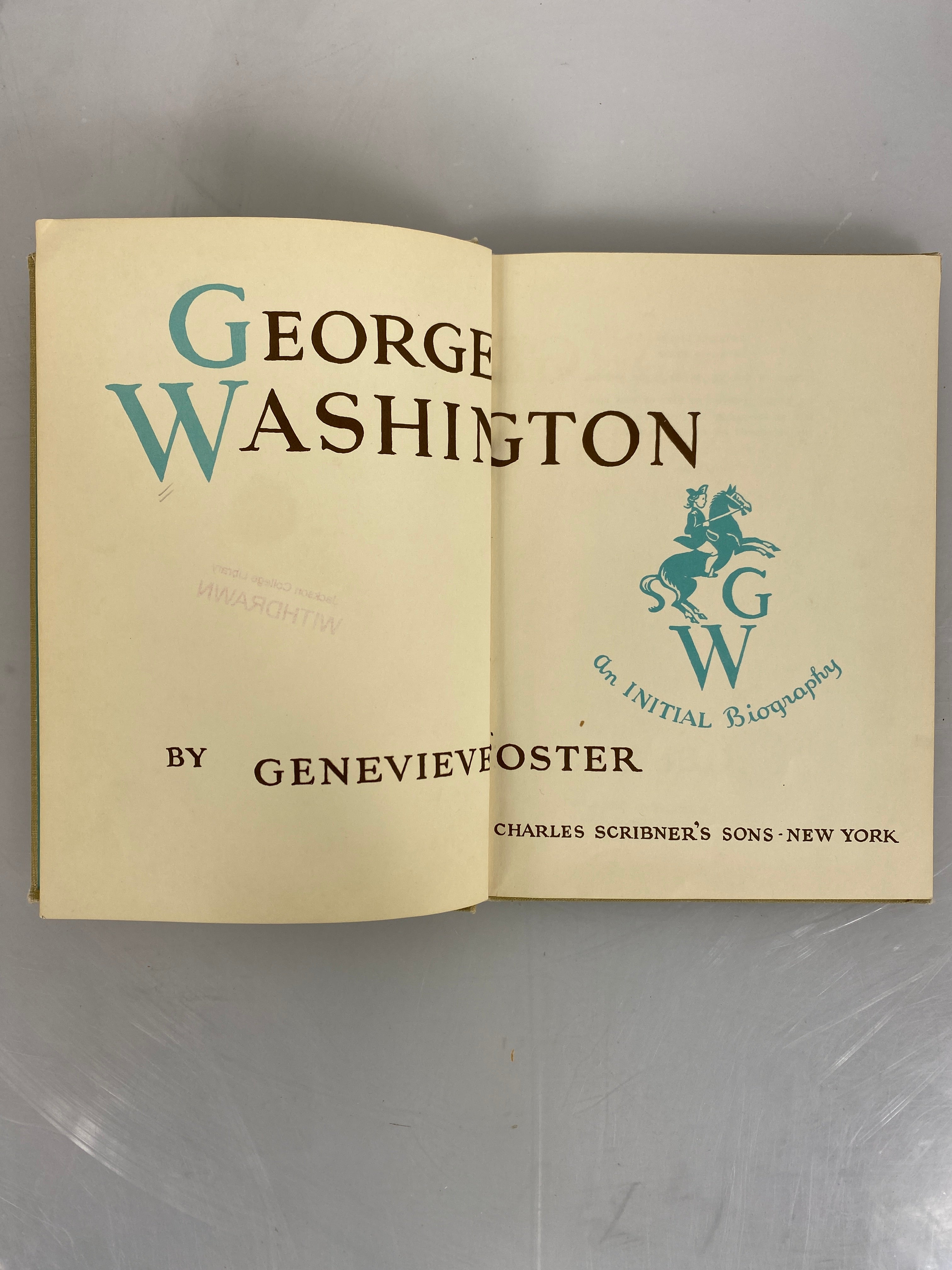 George Washington an Initial Biography by Foster 1949 Ex-Library HC