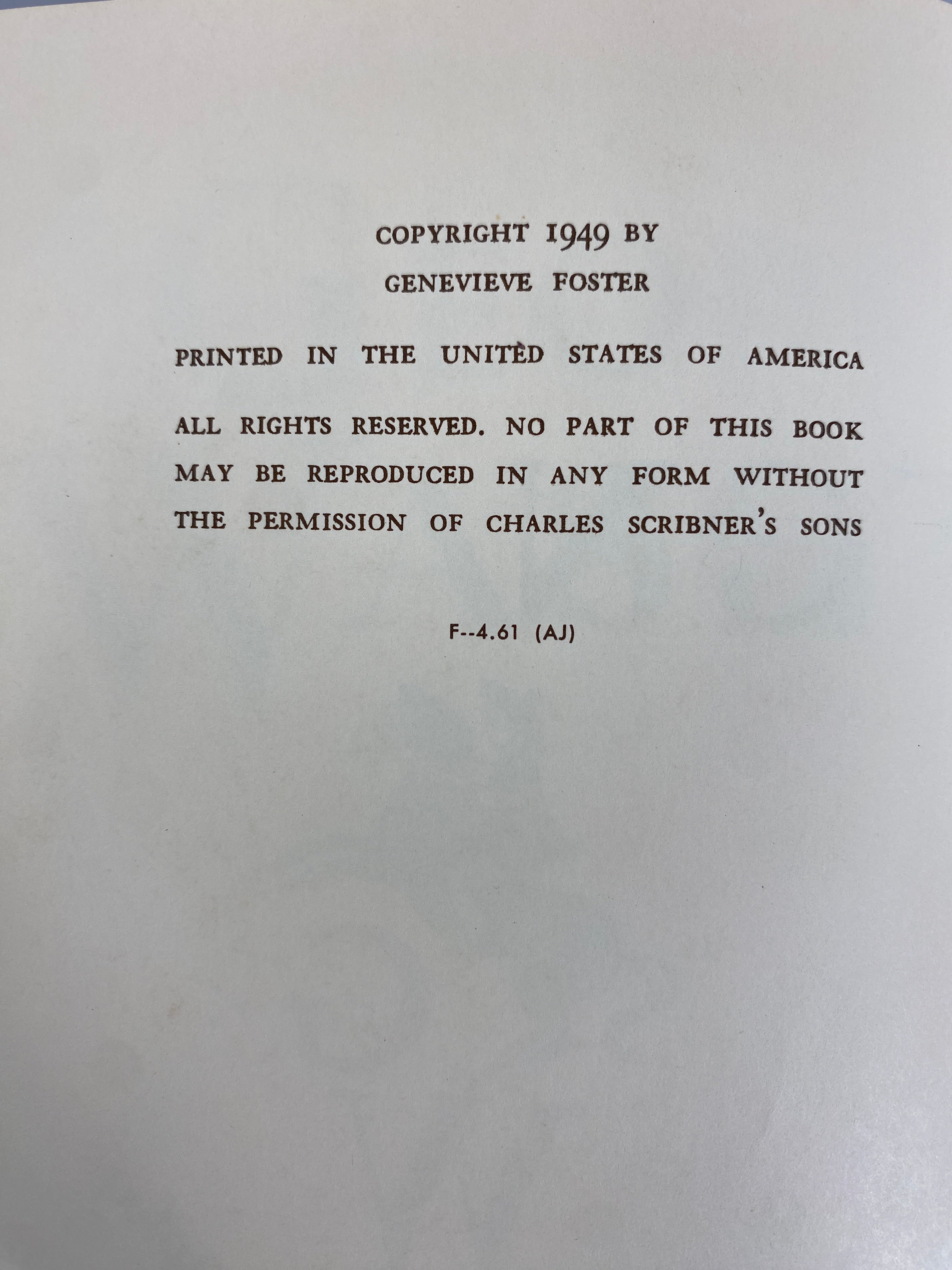 George Washington an Initial Biography by Foster 1949 Ex-Library HC