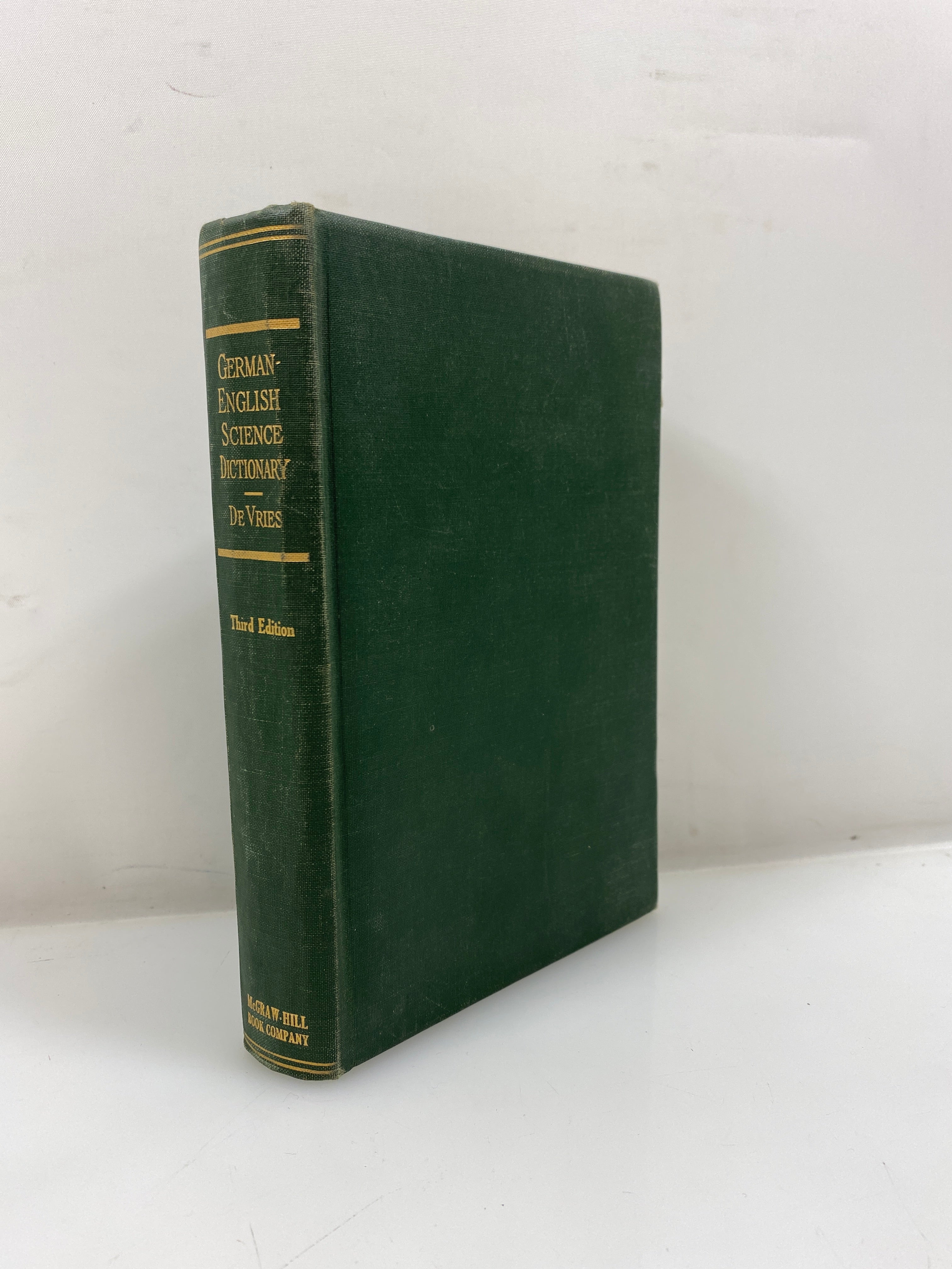 German-English Science Dictionary by De Vries 3rd Edition 1959 HC