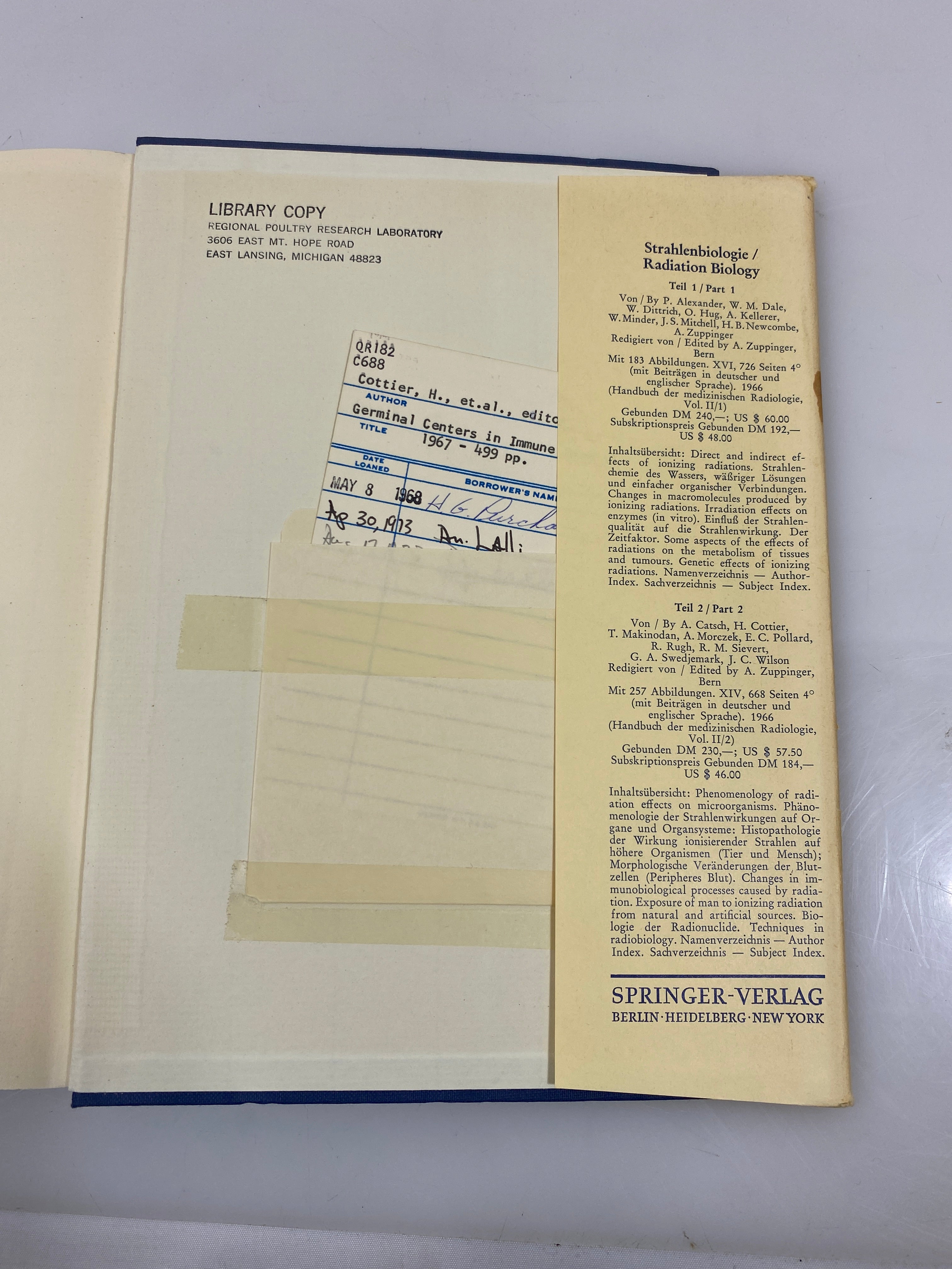 Germinal Centers in Immune Responses Symposium 1967 Ex-library HCDJ