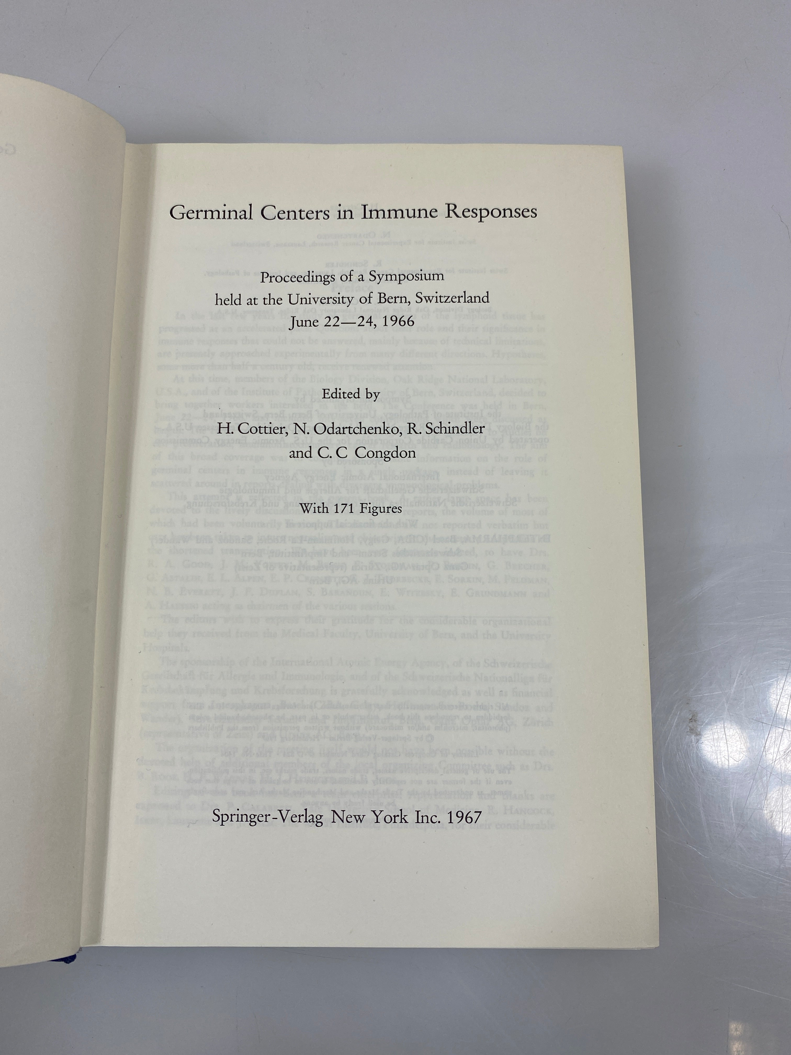Germinal Centers in Immune Responses Symposium 1967 Ex-library HCDJ