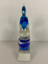 Glass Decorative Clear and Blue Sculpture