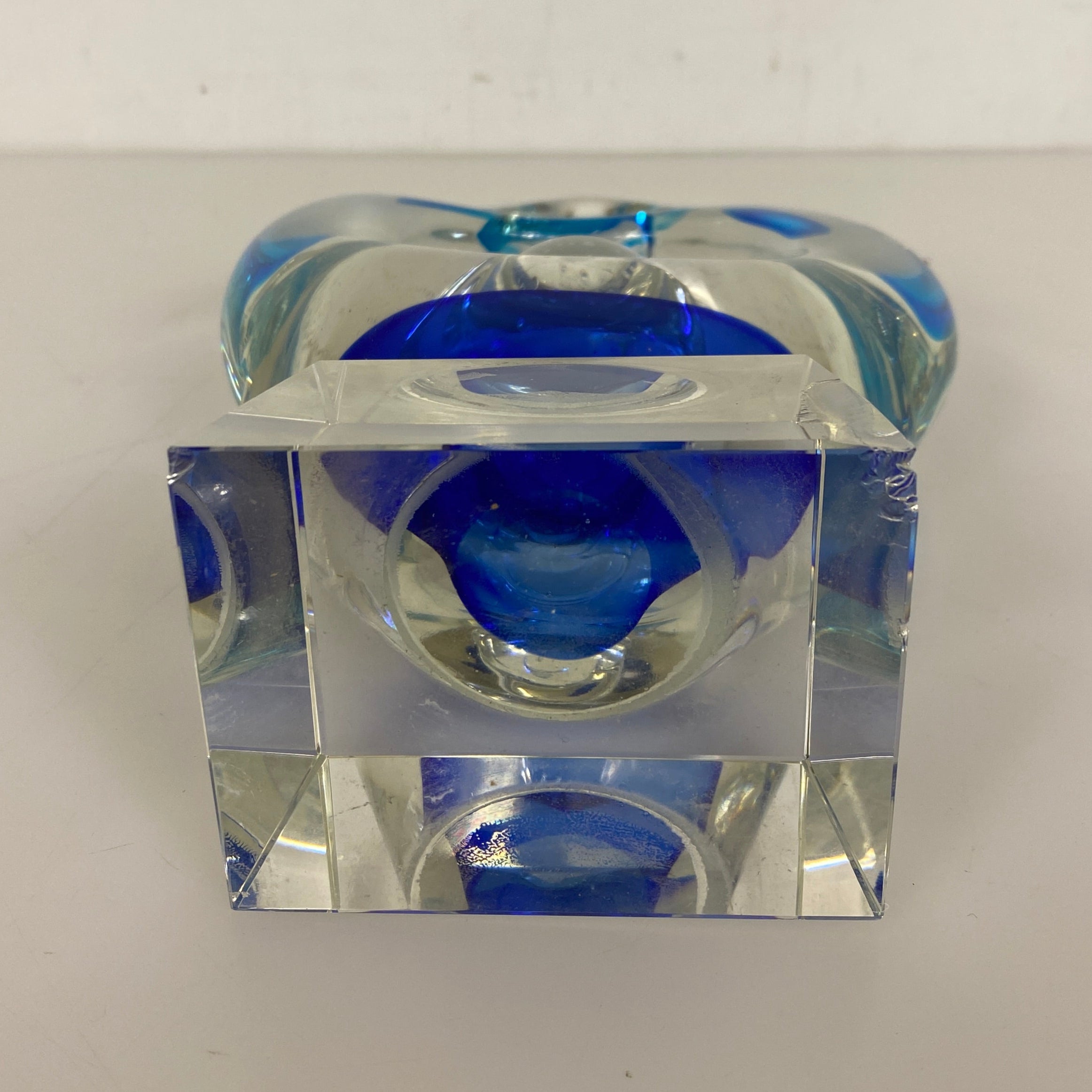 Glass Decorative Clear and Blue Sculpture