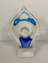 Glass Decorative Clear and Blue Sculpture