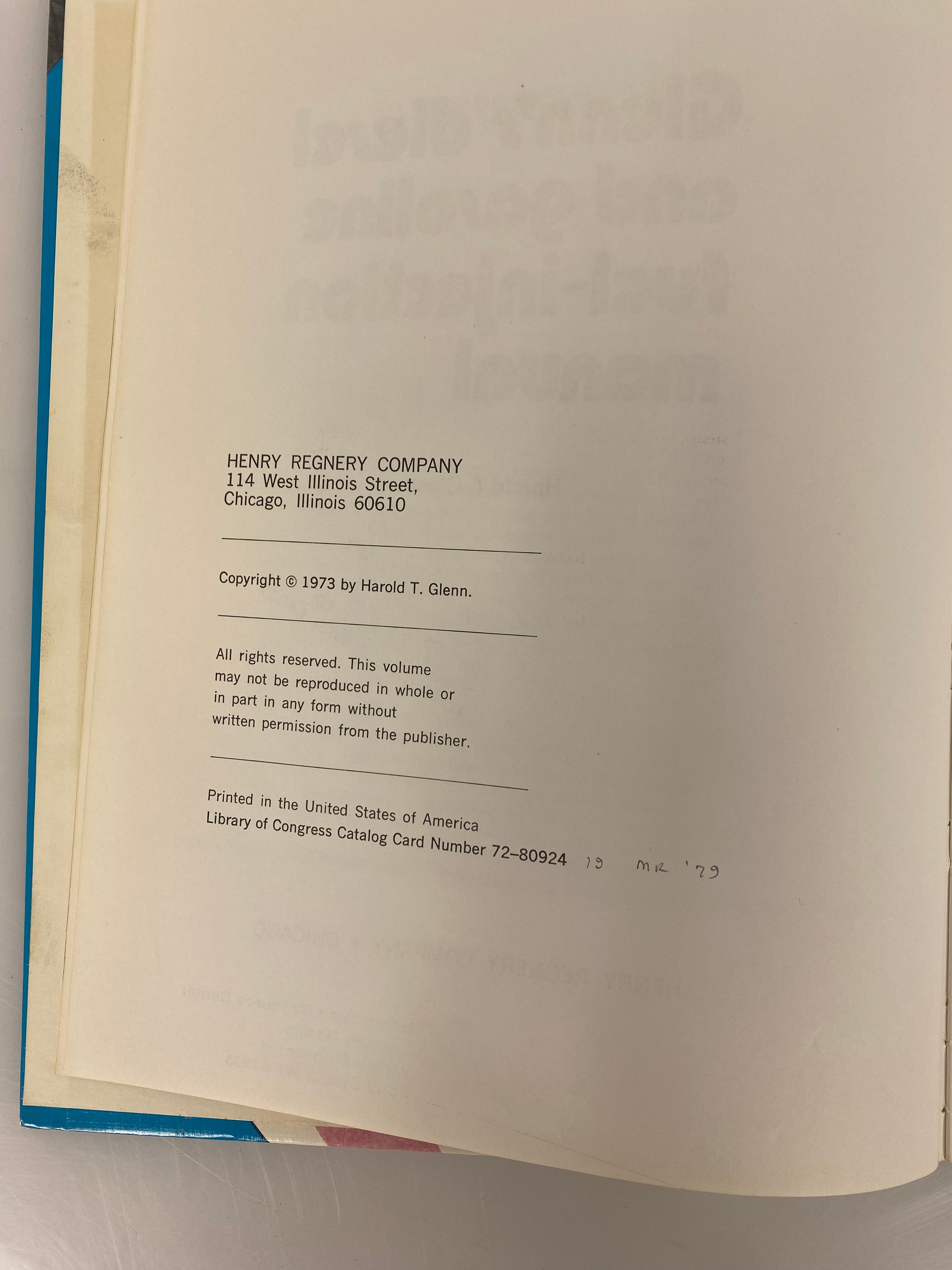 Glenn's Diesel & Gasoline Fuel-Injection Manual 1973 Ex-Library HC