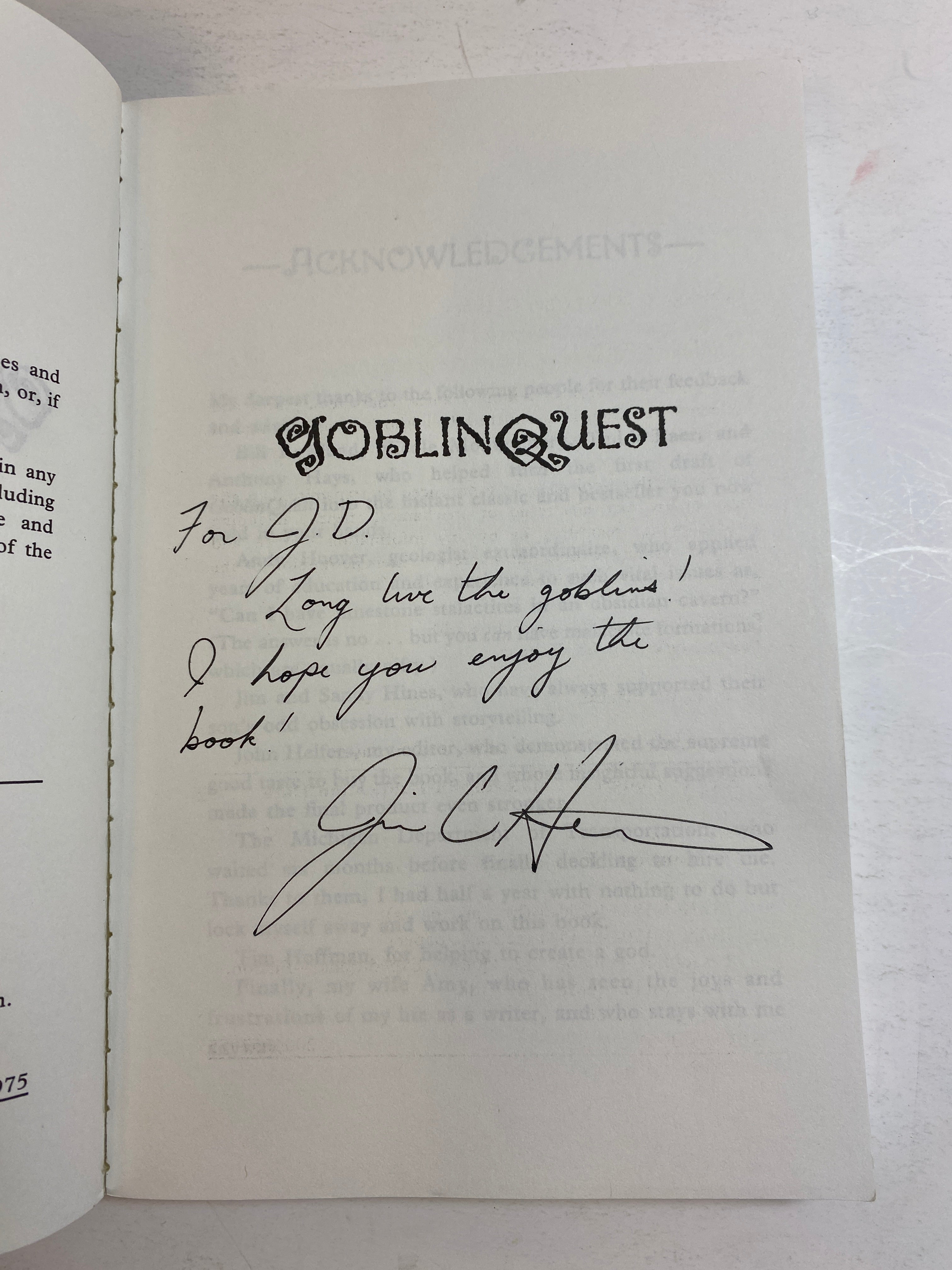 Goblin Quest SC Jim Hines 2005 *signed*