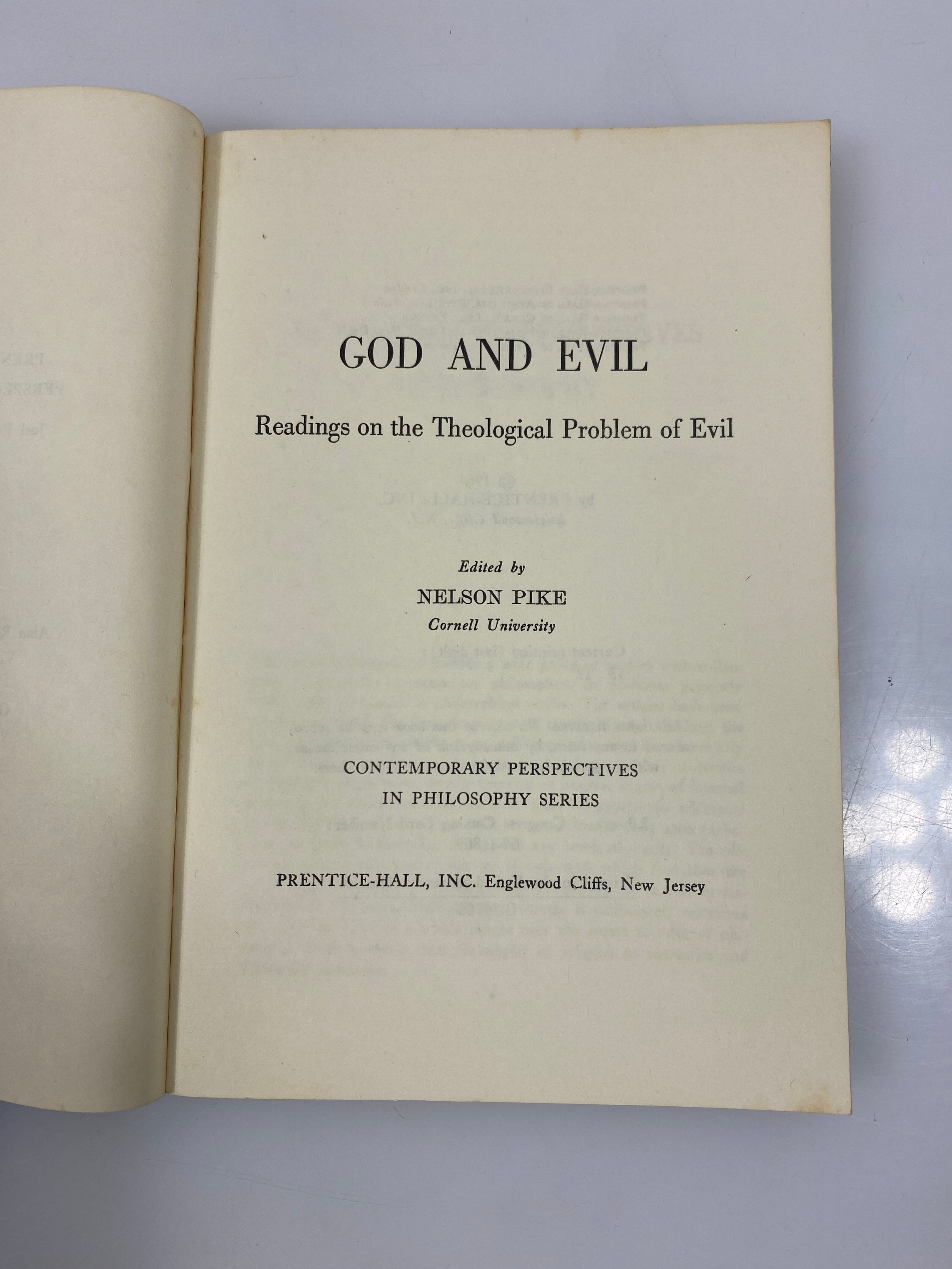 God and Evil by Nelson Pike Contemporary Perspectives in Philosophy 1964 SC