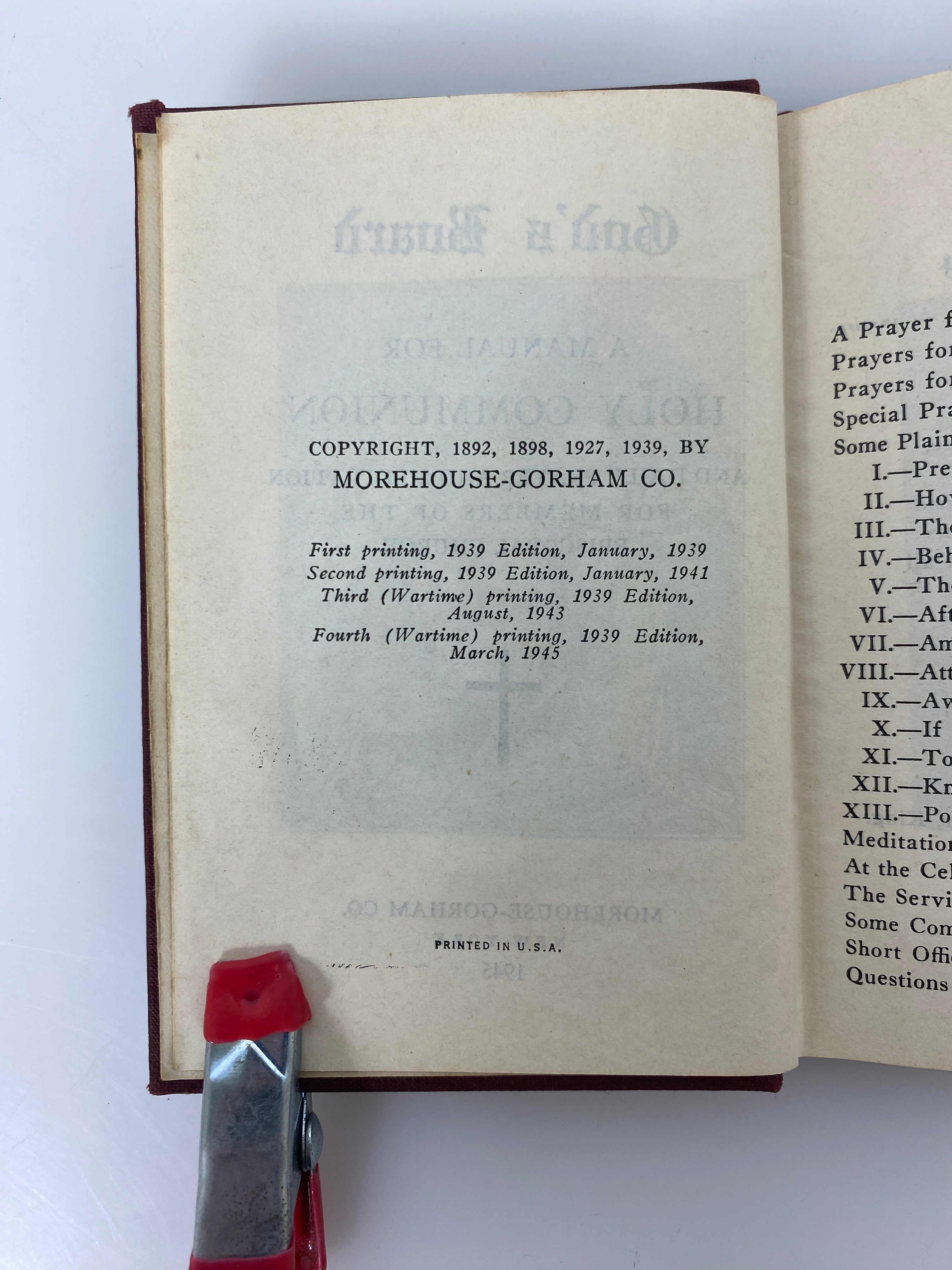 God's Board A Manual for Holy Communion 1945 Episcopal Church HC