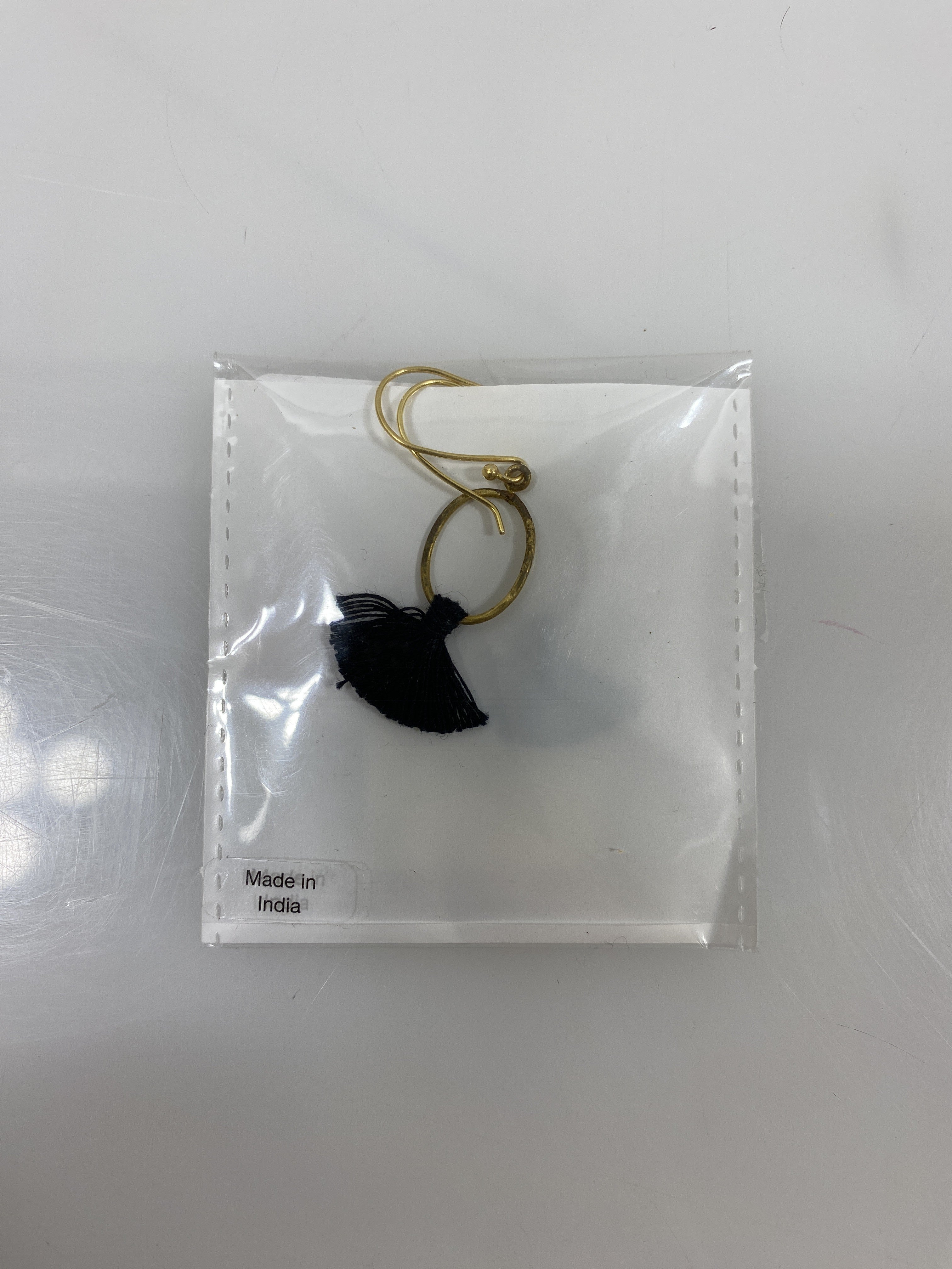 Gold Black Tassel Earring