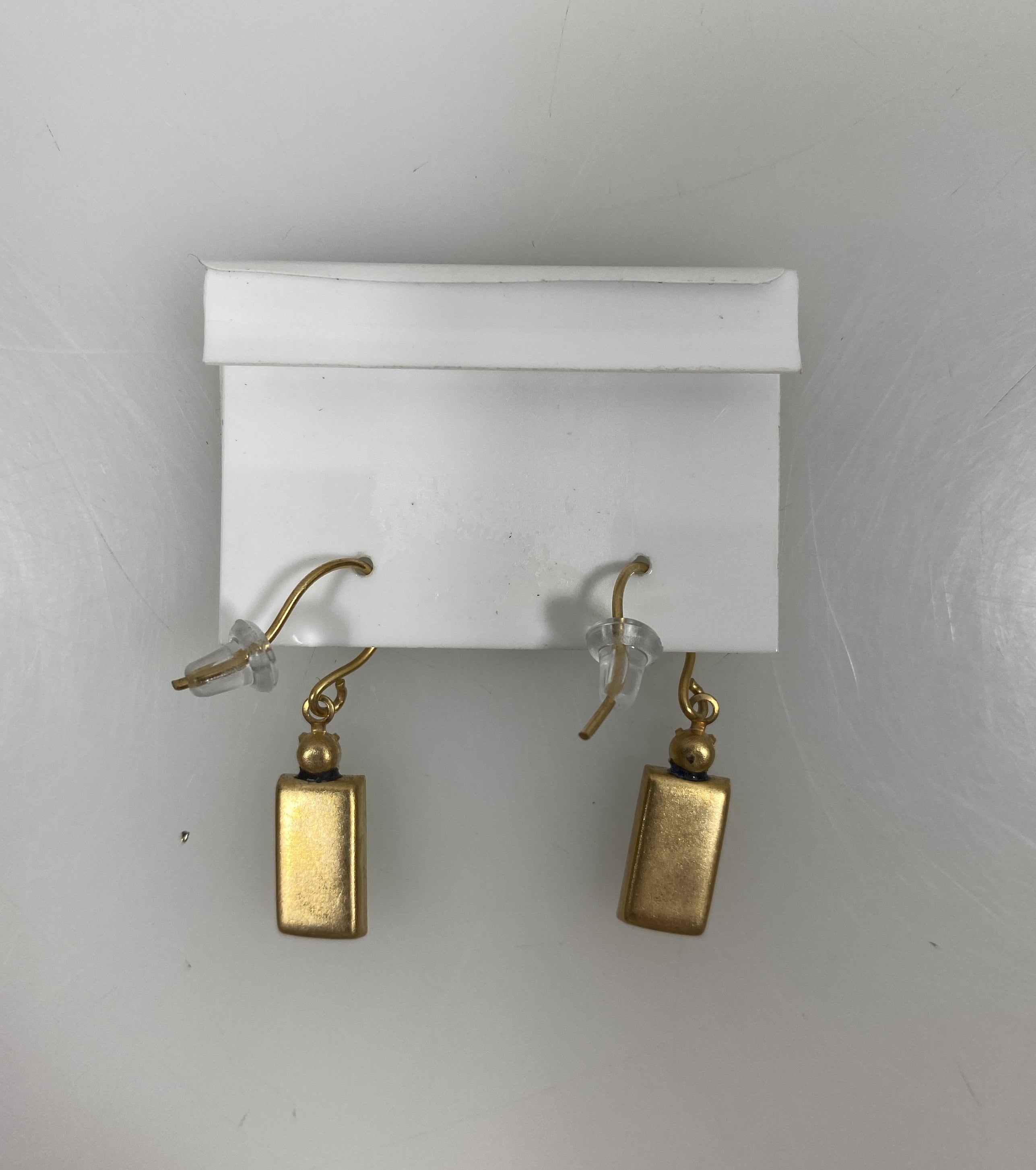 Gold Blue and Purple Rectangle Mosaic Earrings