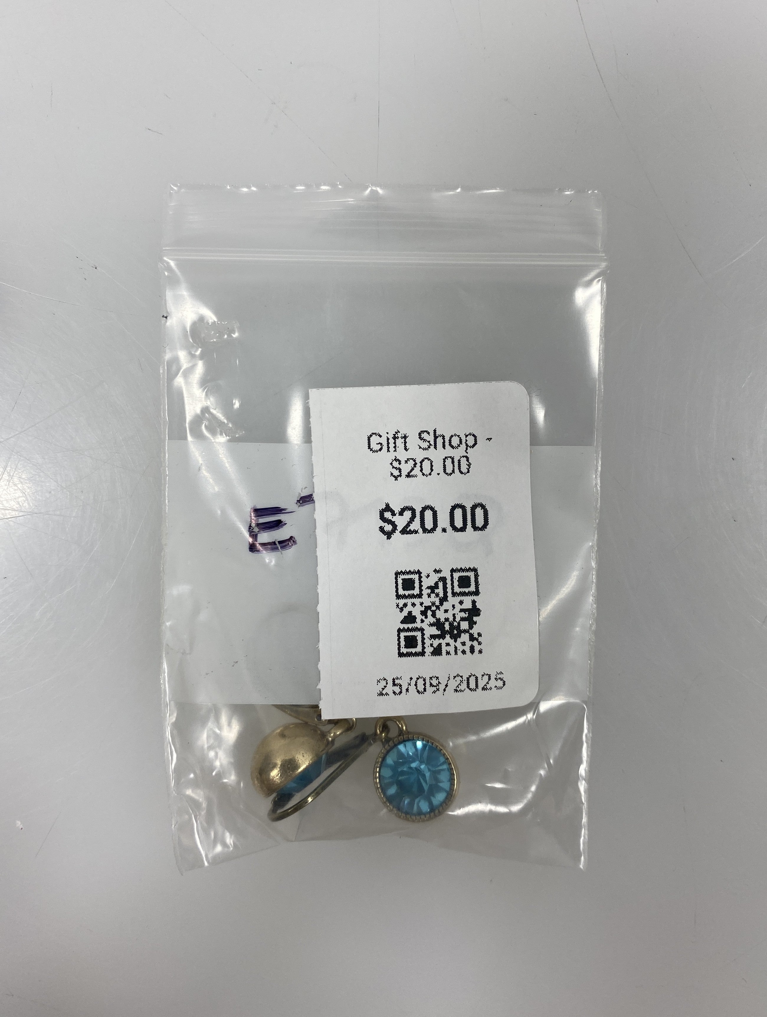 Gold Blue Bead Dangle Earrings