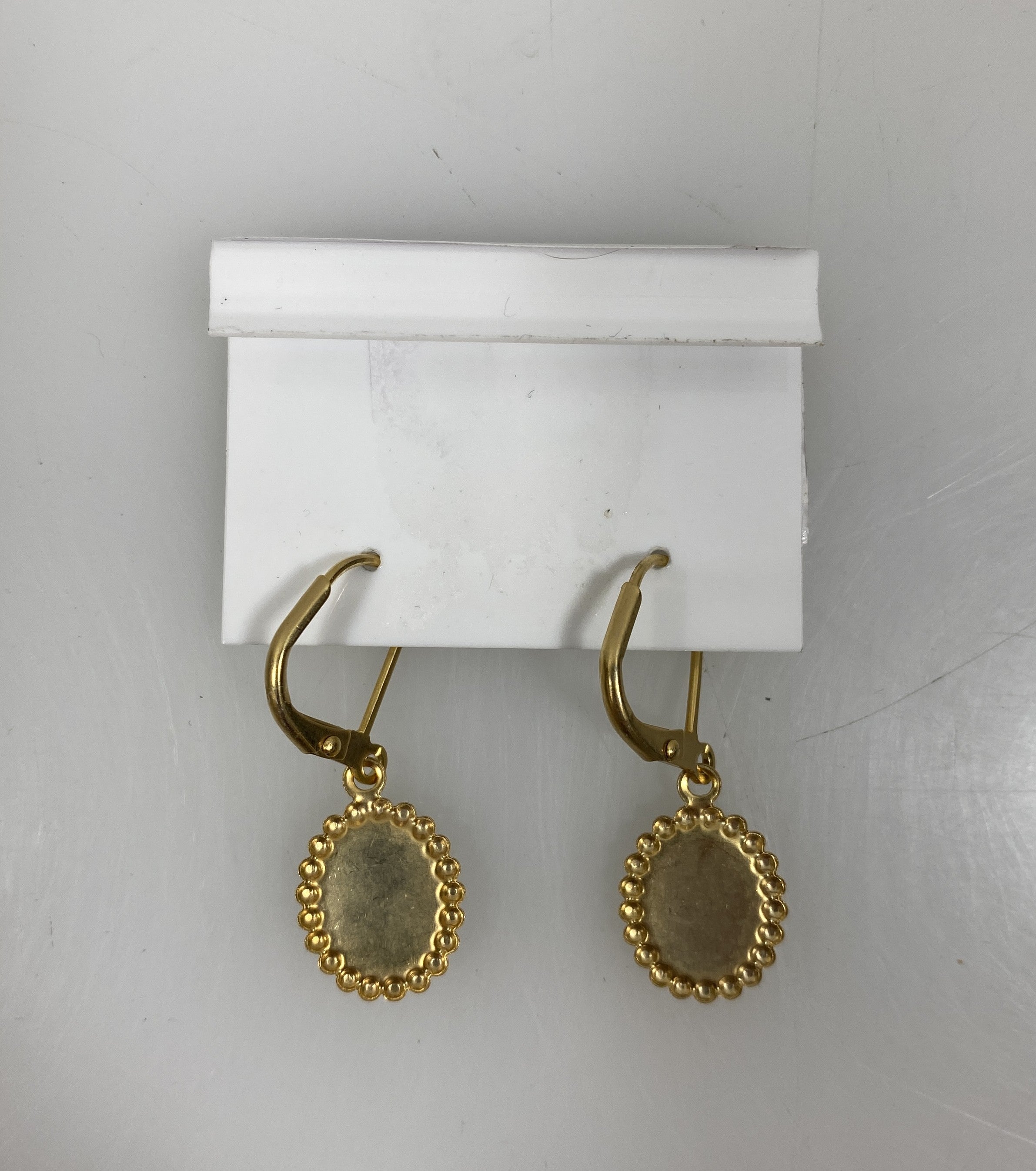 Gold Blue Etched Flower Earrings