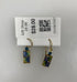 Gold Green and Blue Rectangle Mosaic Earrings