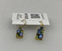 Gold Green and Blue Rectangle Mosaic Earrings