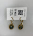 Gold Green Etched Flower Earrings