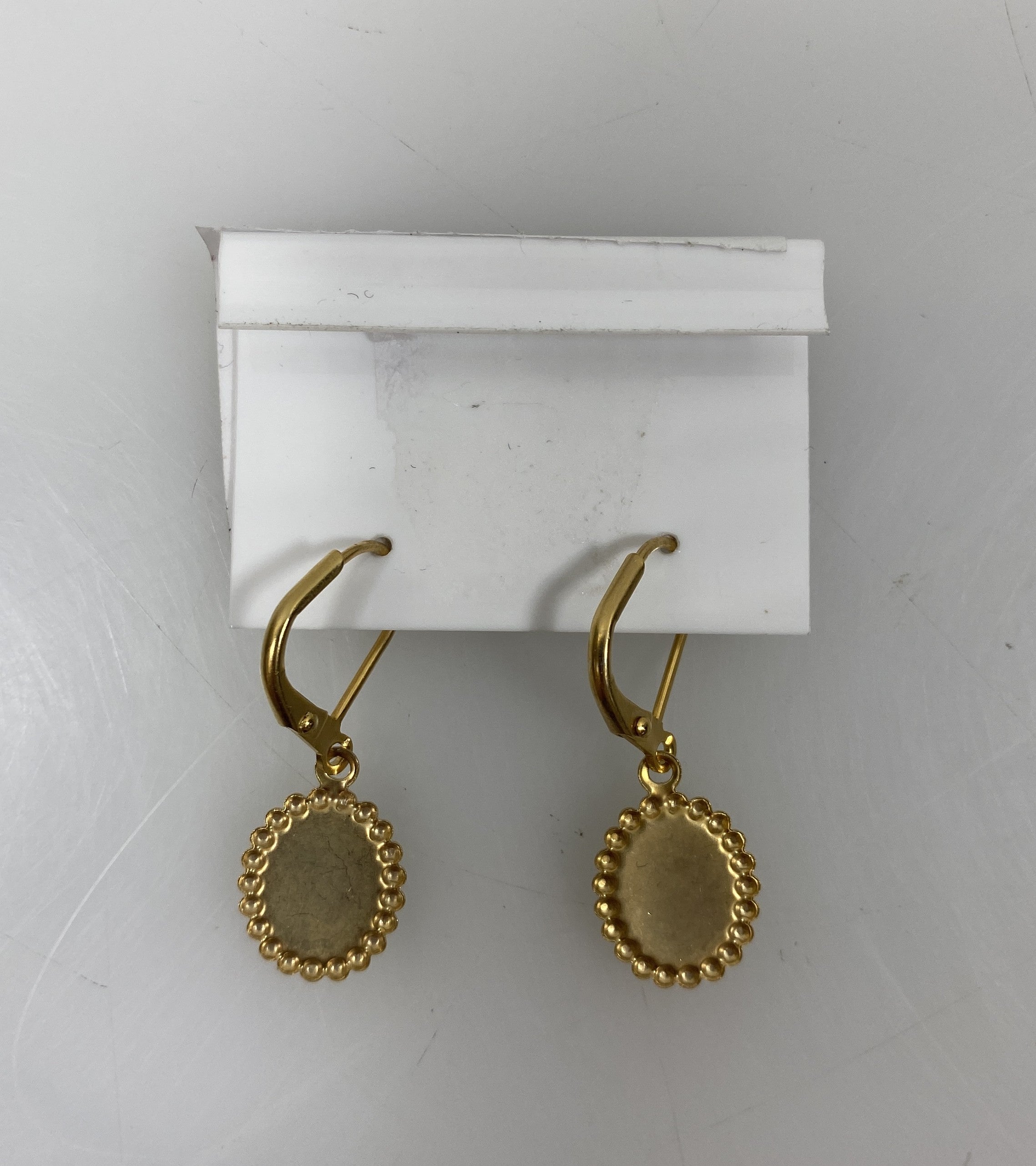 Gold Green Etched Flower Earrings