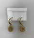 Gold Green Etched Flower Earrings