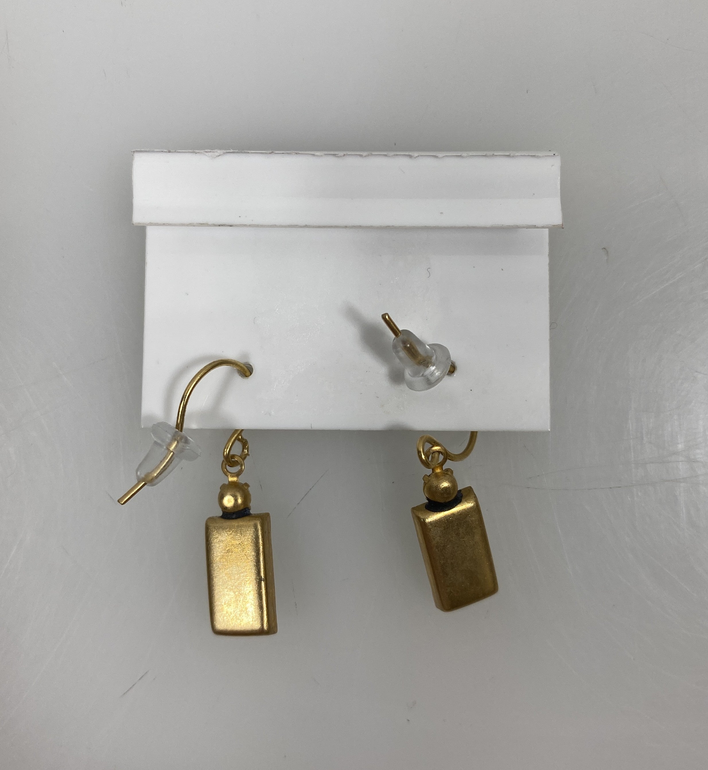 Gold Light Blue Rectangle Mosaic Earrings