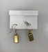 Gold Light Blue Rectangle Mosaic Earrings