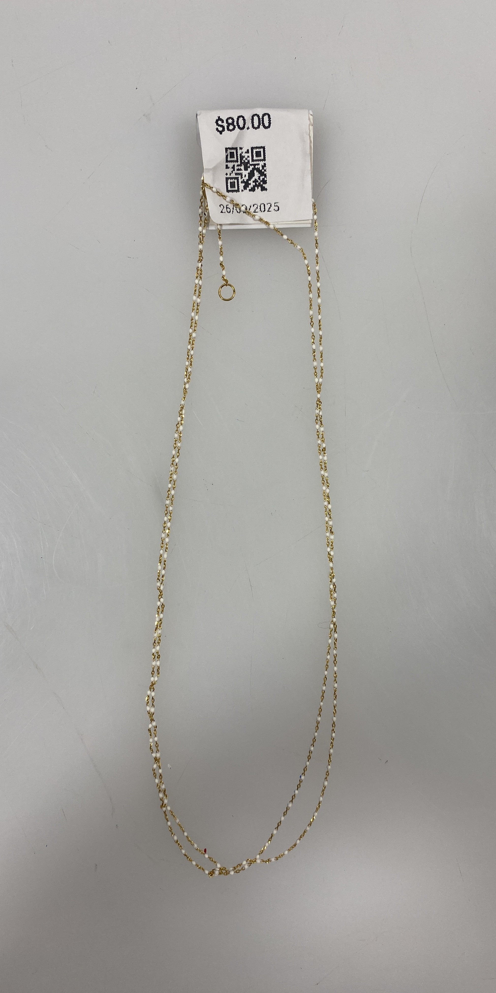 Gold White Beaded Layered Necklace