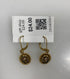 Gold White Etched Flower Earrings