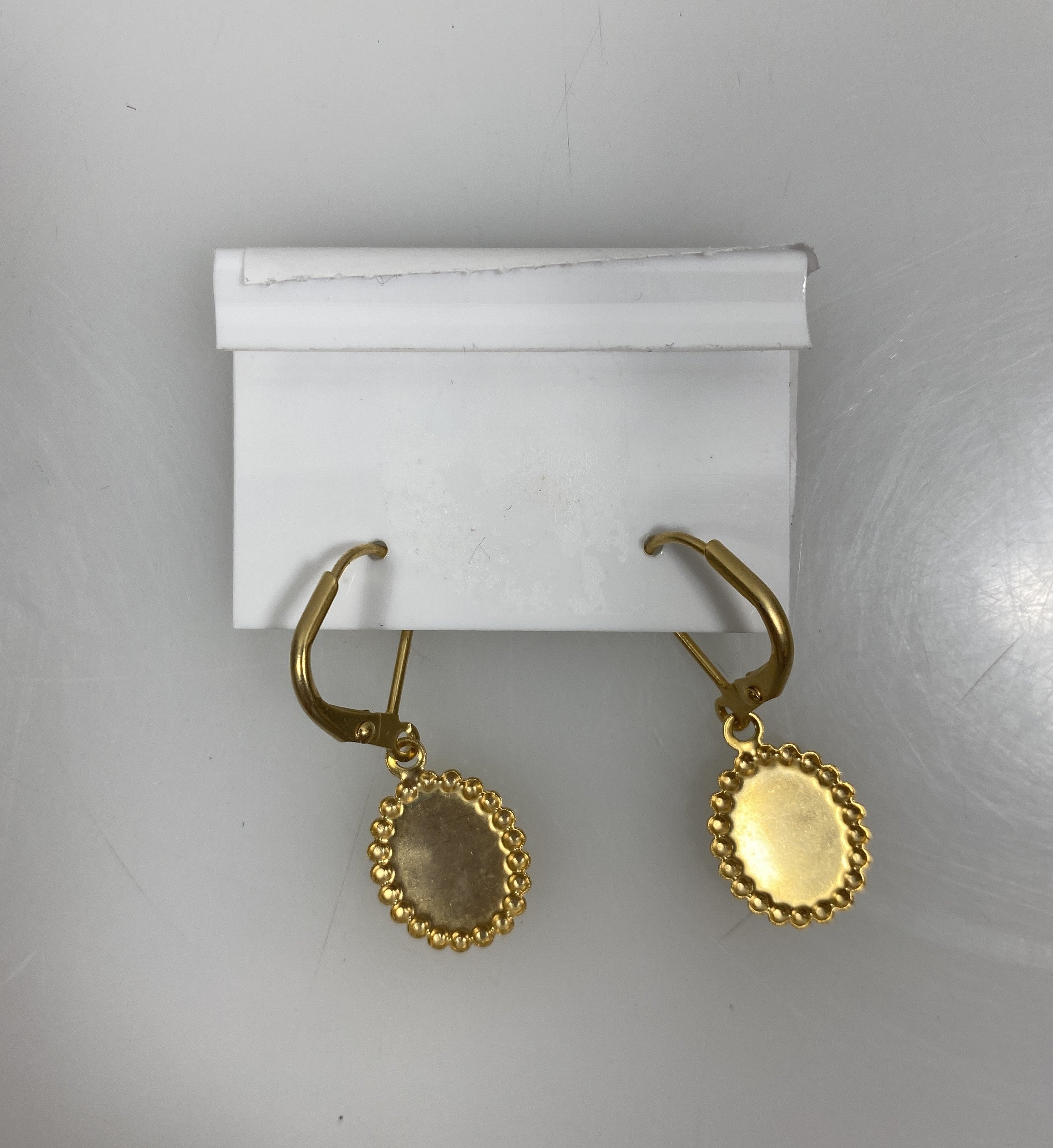 Gold White Etched Flower Earrings